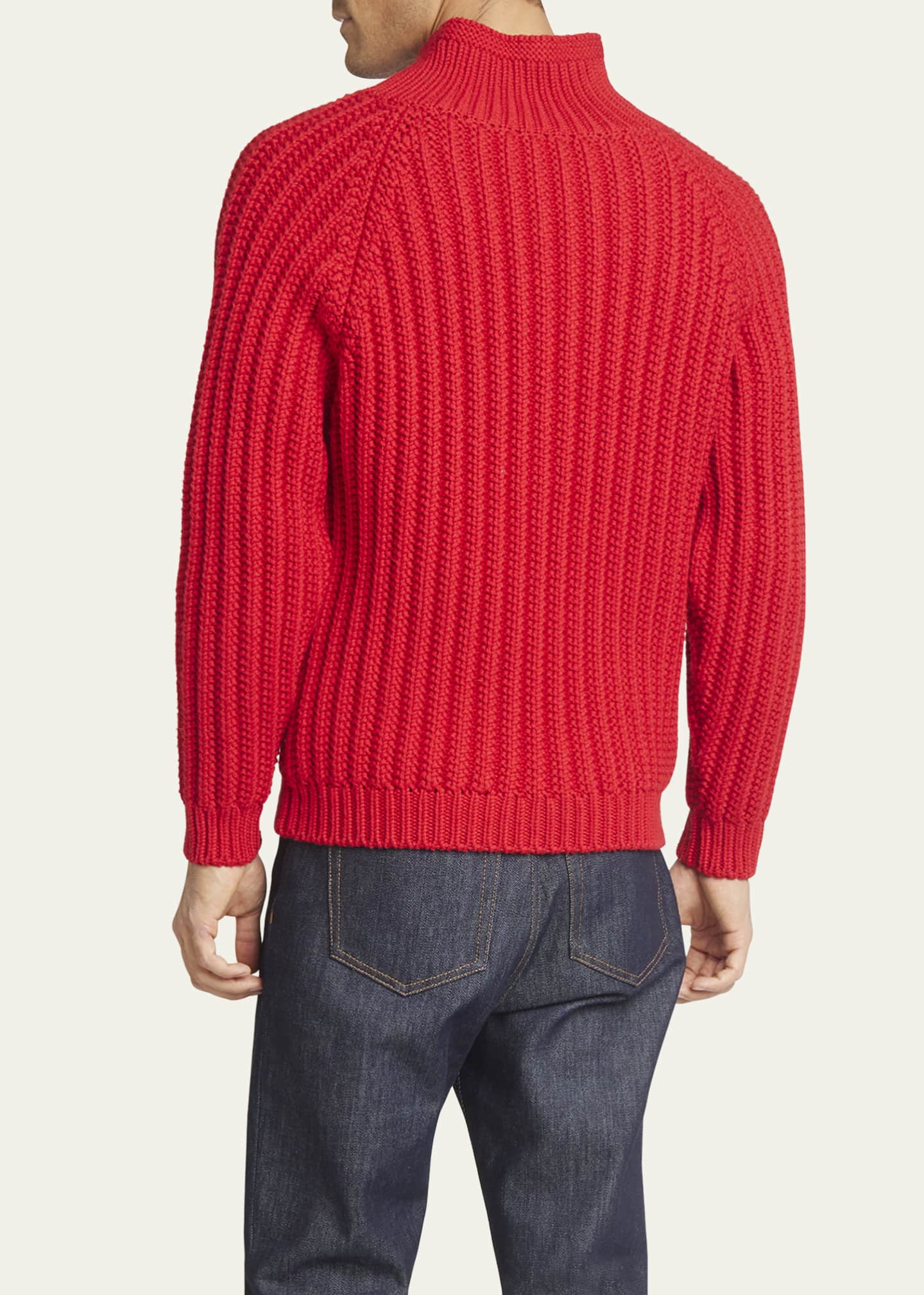 Loewe Men s Ribbed Wool Quarter Zip Sweater Bergdorf Goodman