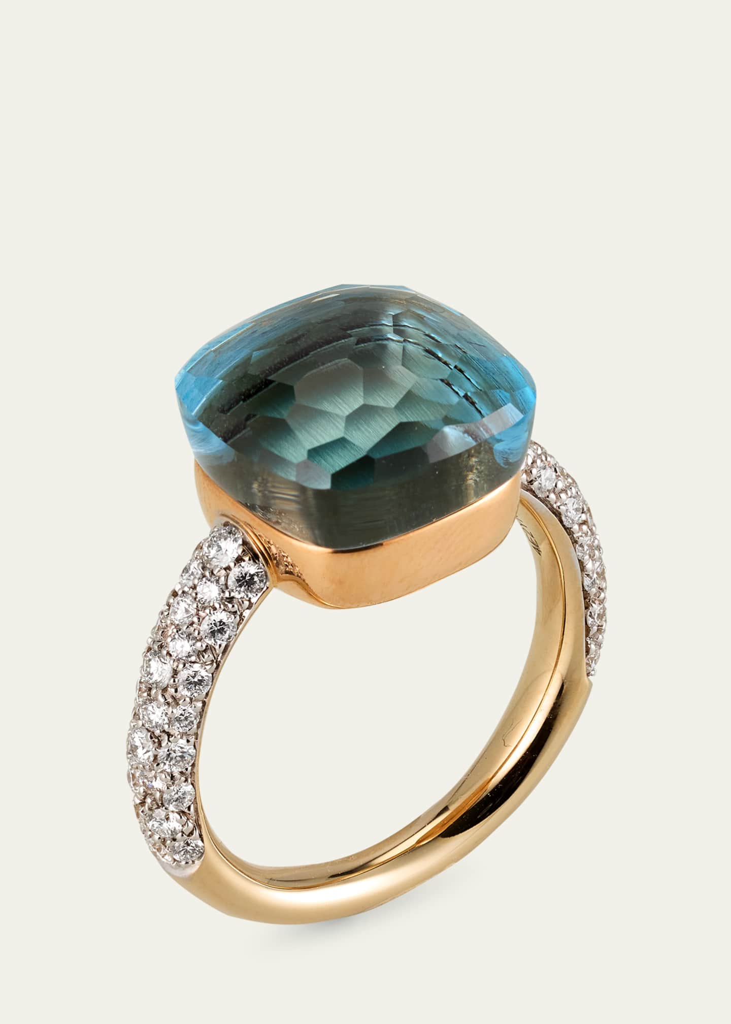 Pomellato 18K White Gold Nudo Maxi Sky Blue Topaz Diamond Ring Image 3 of 4