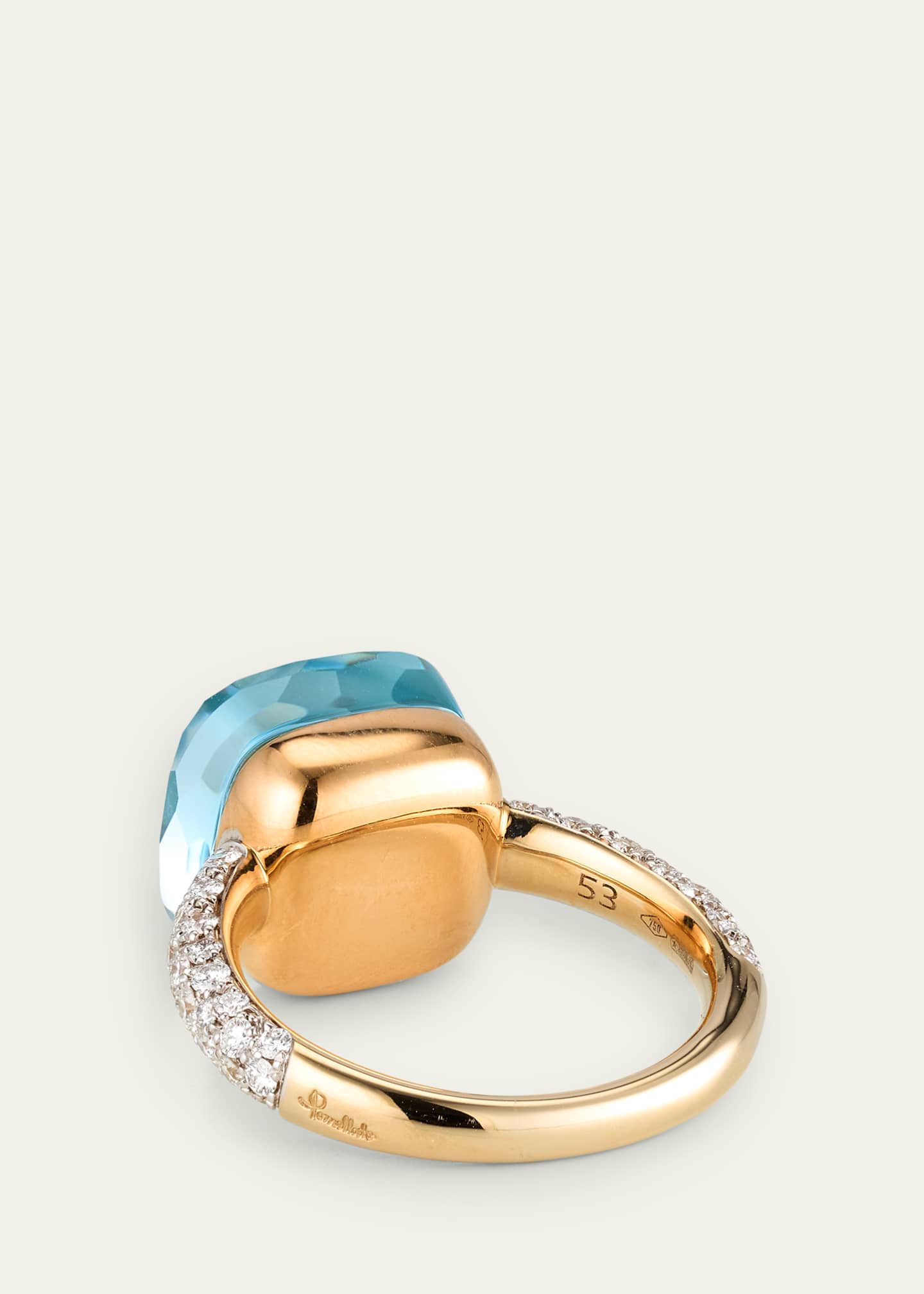Pomellato 18K White Gold Nudo Maxi Sky Blue Topaz Diamond Ring Image 4 of 4