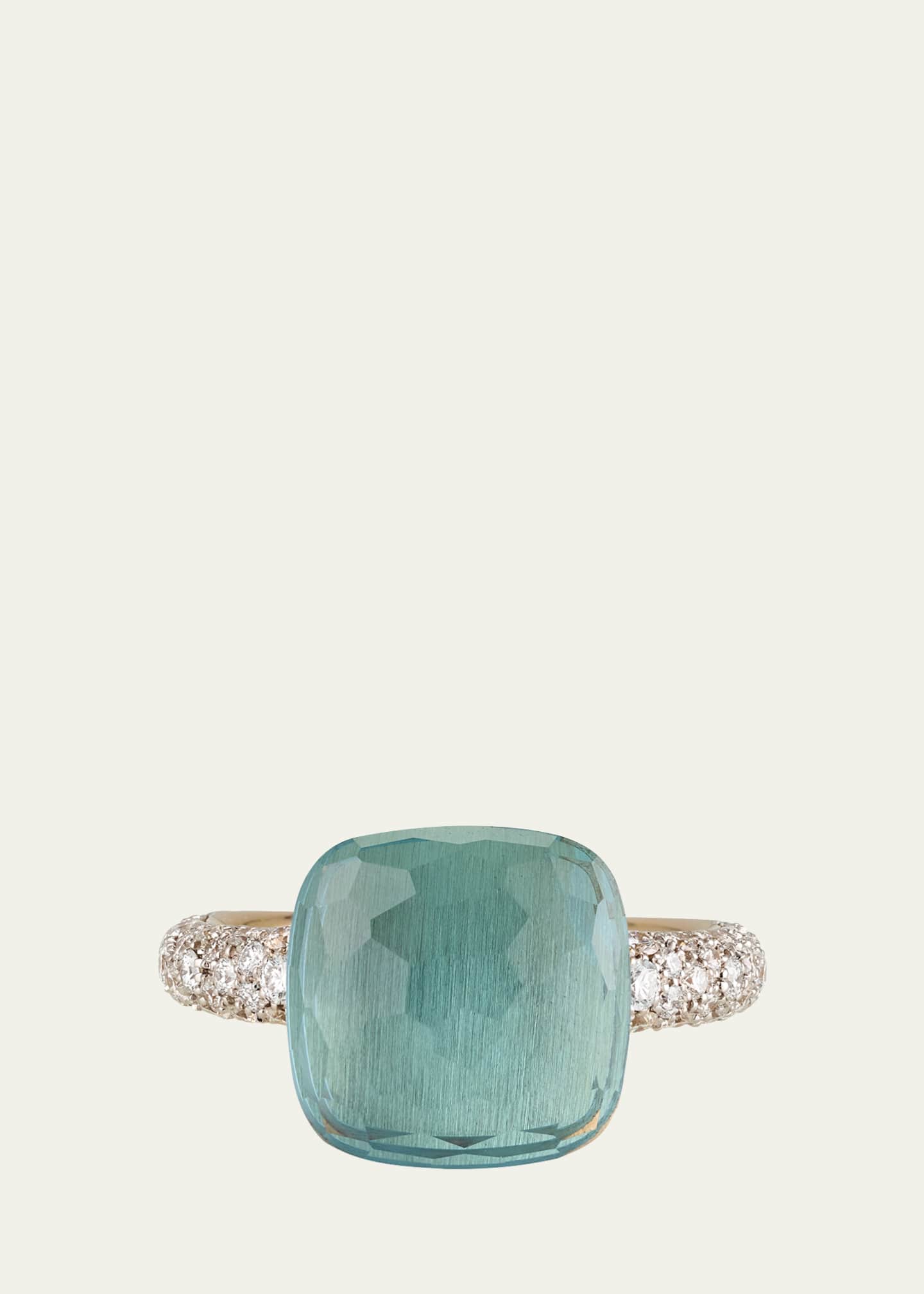 Pomellato 18K White Gold Nudo Maxi Sky Blue Topaz Diamond Ring Image 1 of 4