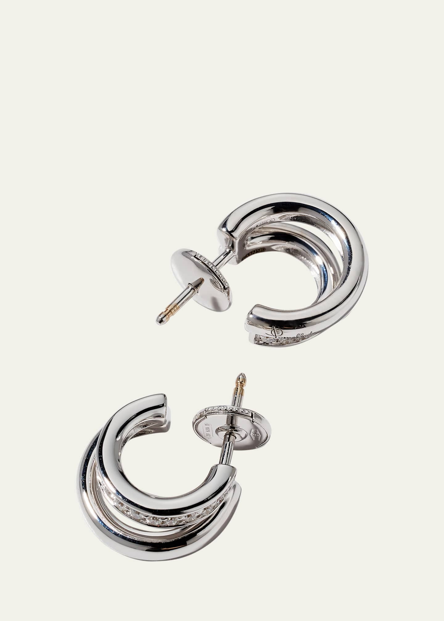 Pomellato 18K White Gold Together Diamond Double Hoop Earrings