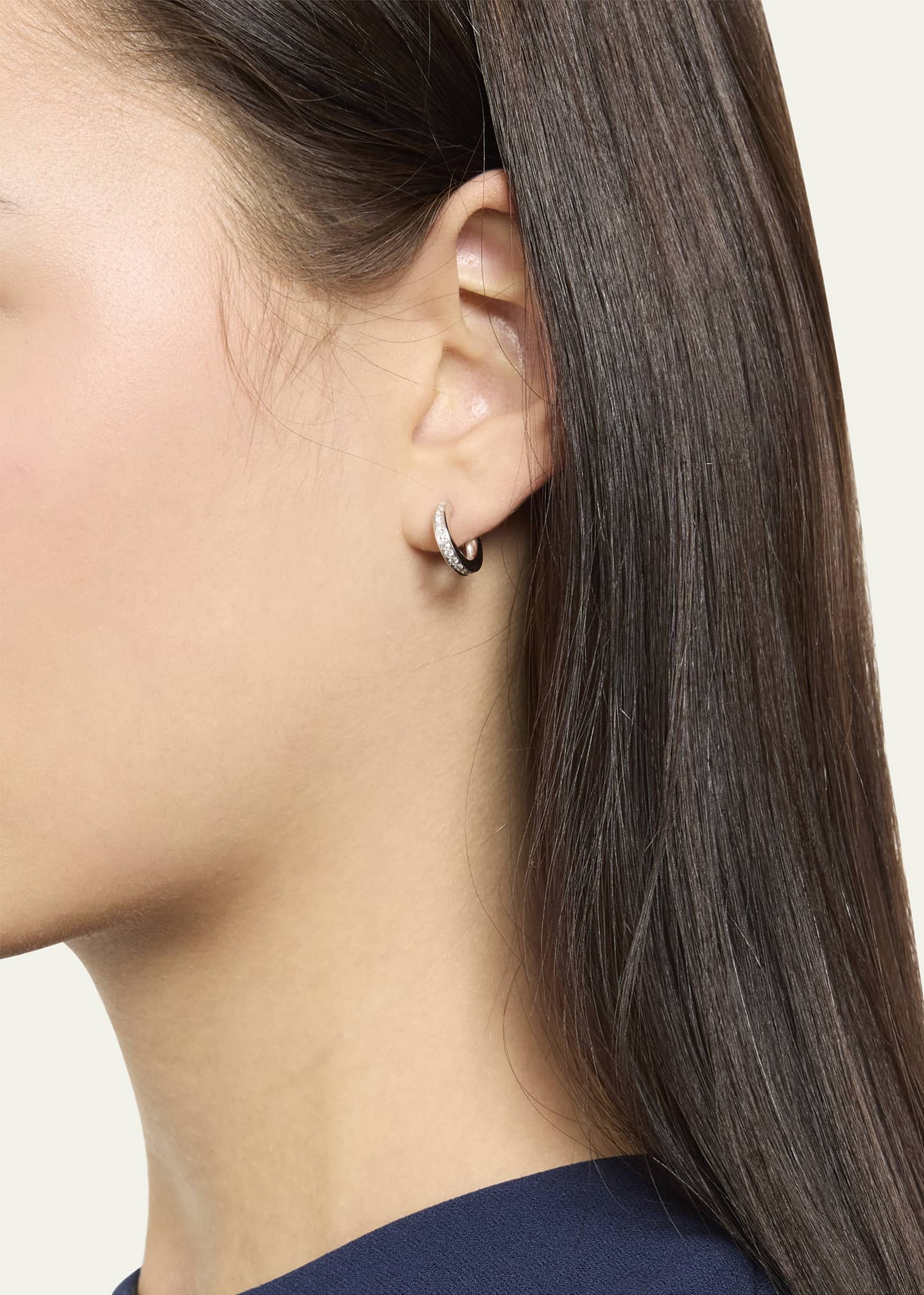 Pomellato Together 18K White Gold Diamond Hoop Earrings Image 2 of 4