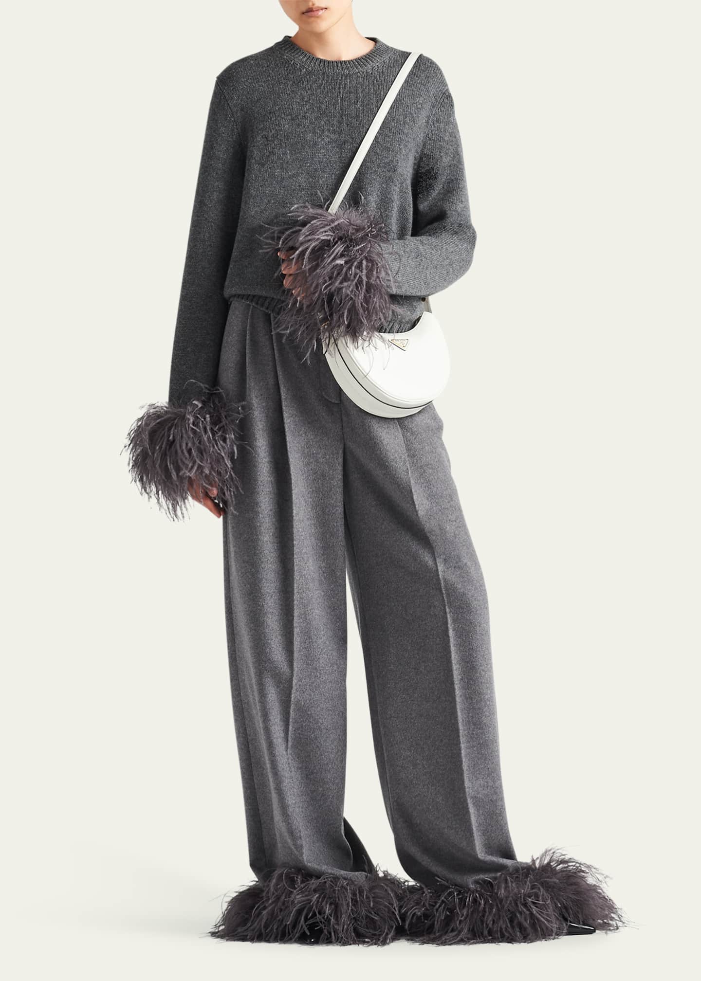 Prada Feathered-Cuff Cashmere Sweater Image 2 of 3