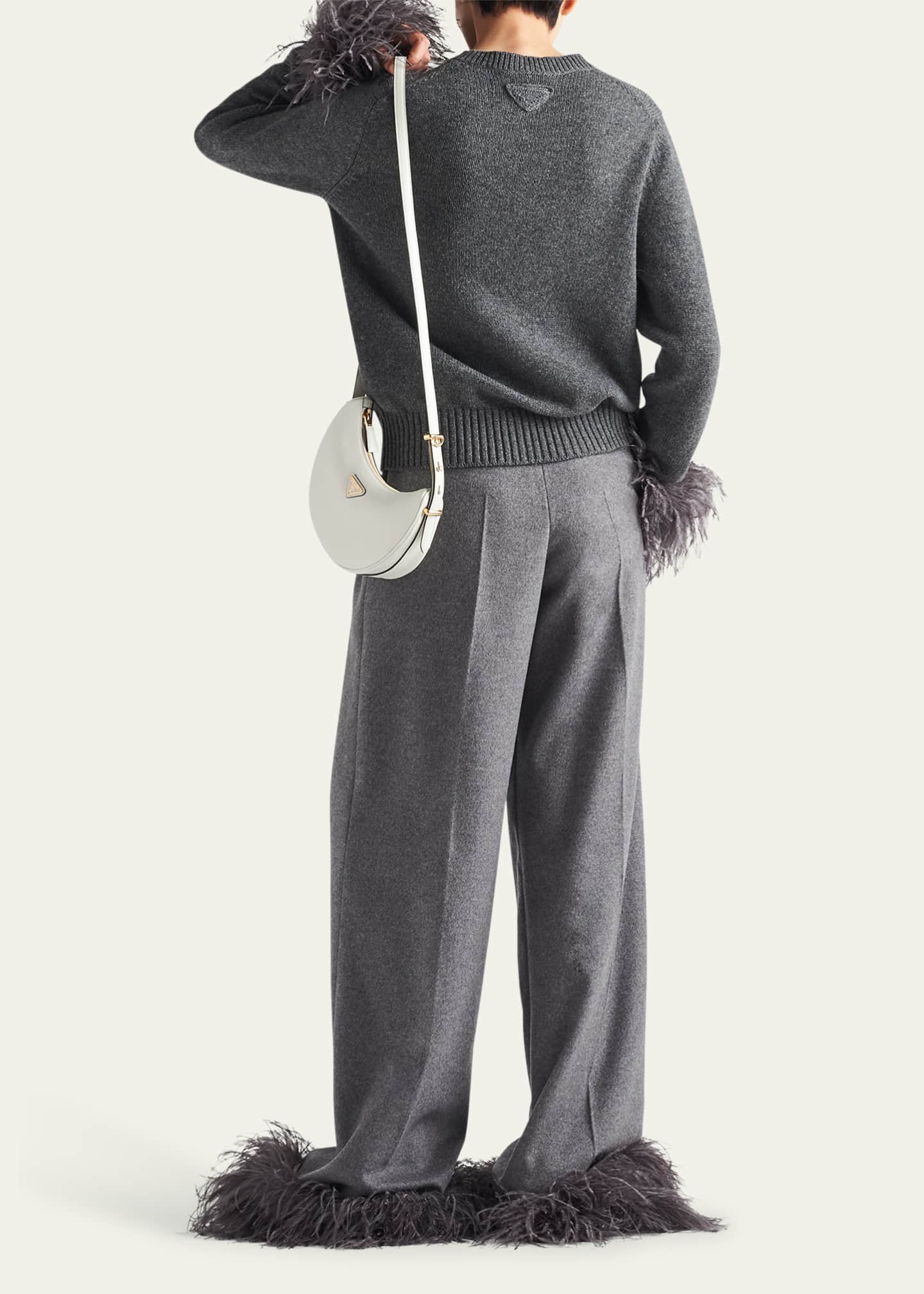 Prada Feathered-Cuff Cashmere Sweater Image 3 of 3
