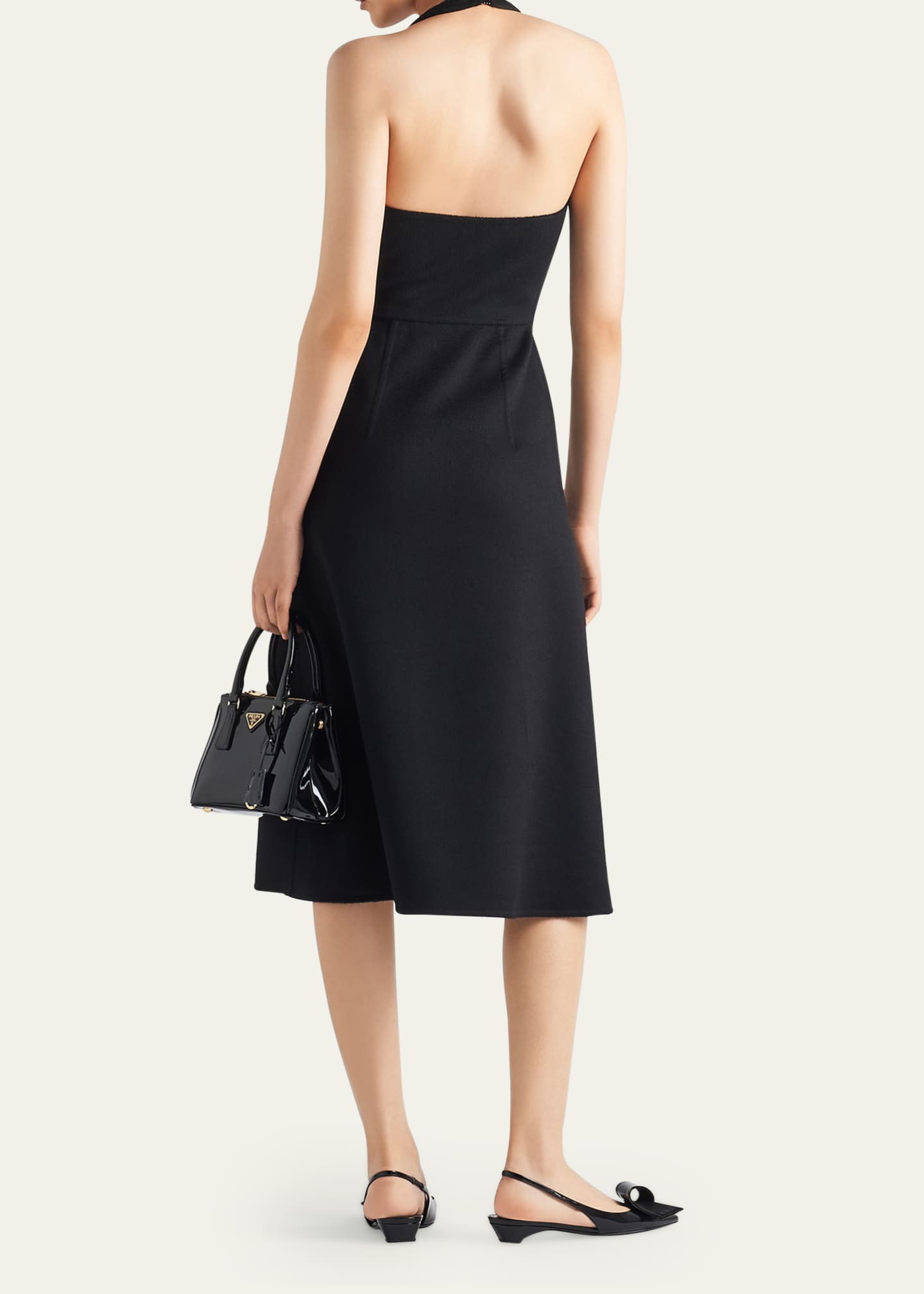 Prada Halter Double Cashmere Flared Midi Dress Image 3 of 3