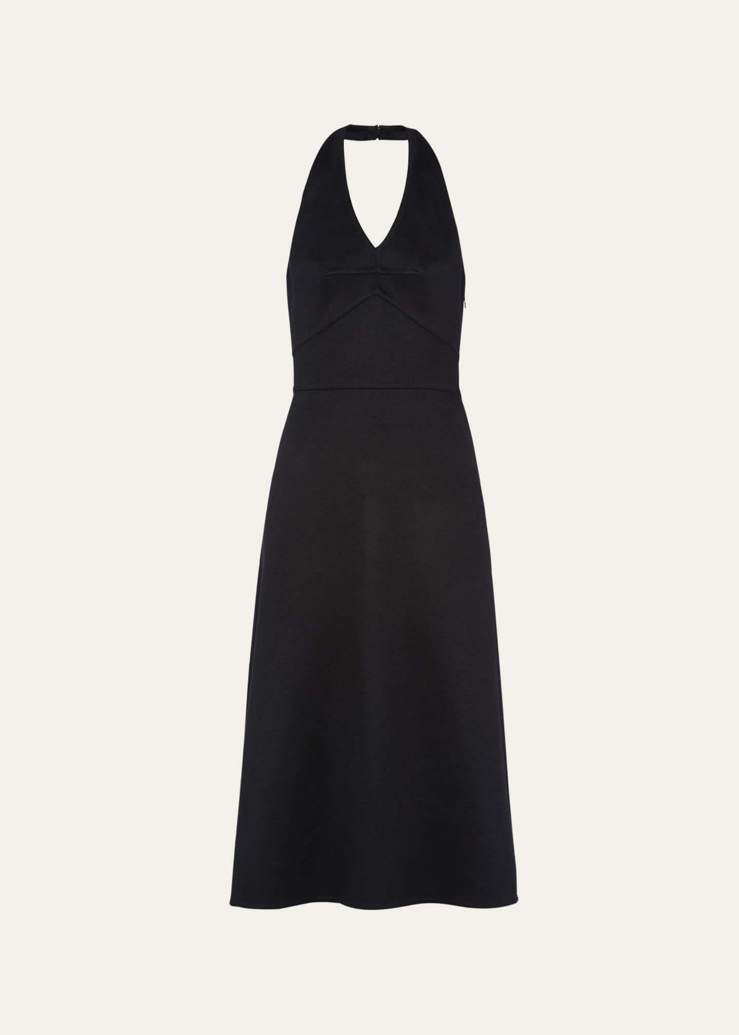 Prada Halter Double Cashmere Flared Midi Dress Image 1 of 3