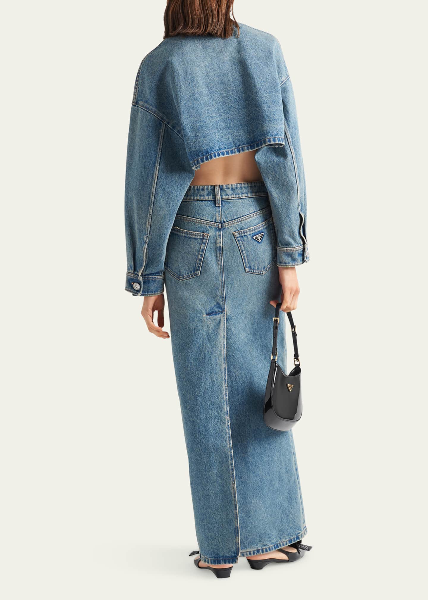 スカート Prada Denim Skirt Black Denim midi-skirt | PRADA