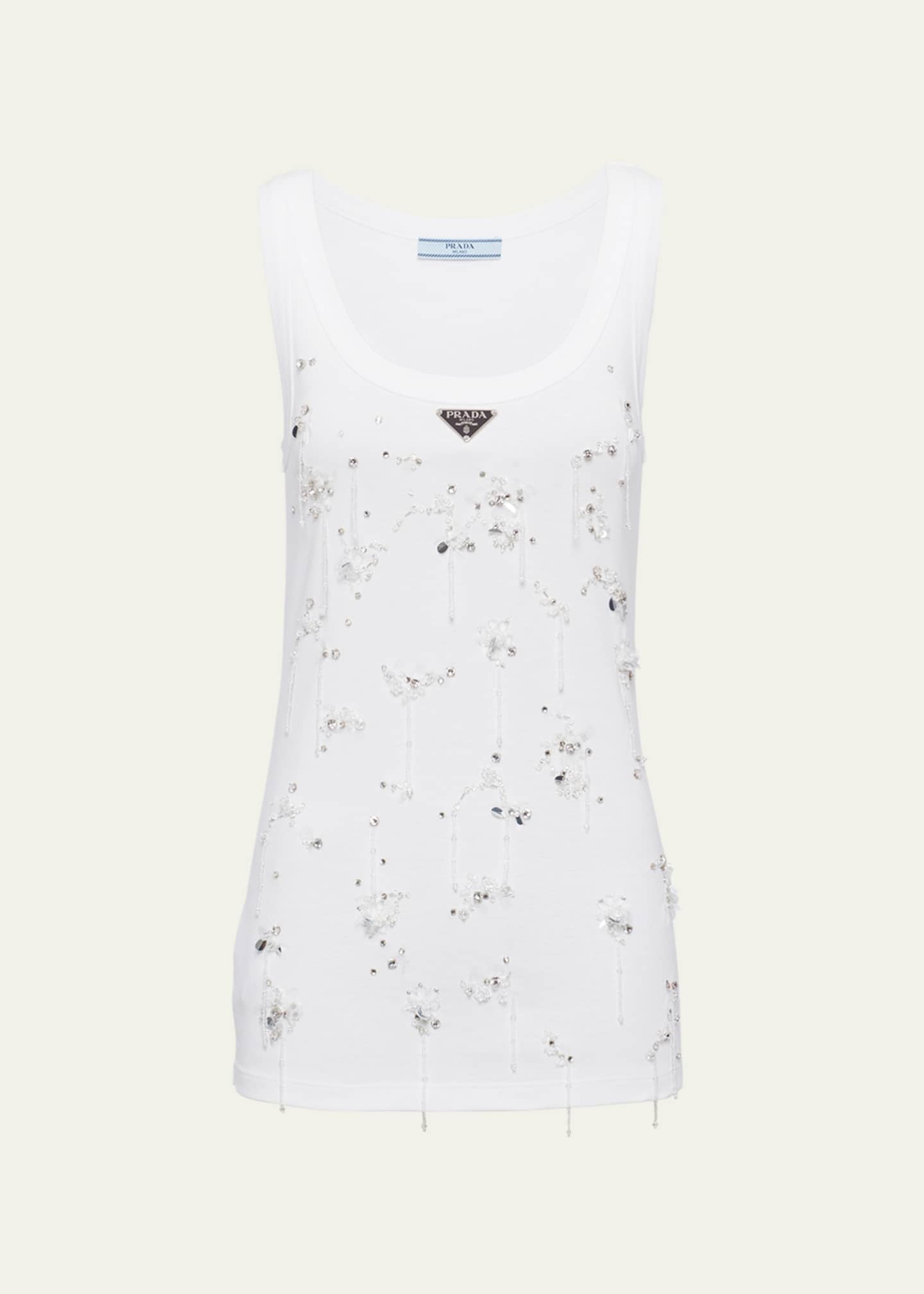 Prada Crystal Ribbed Tank Top
