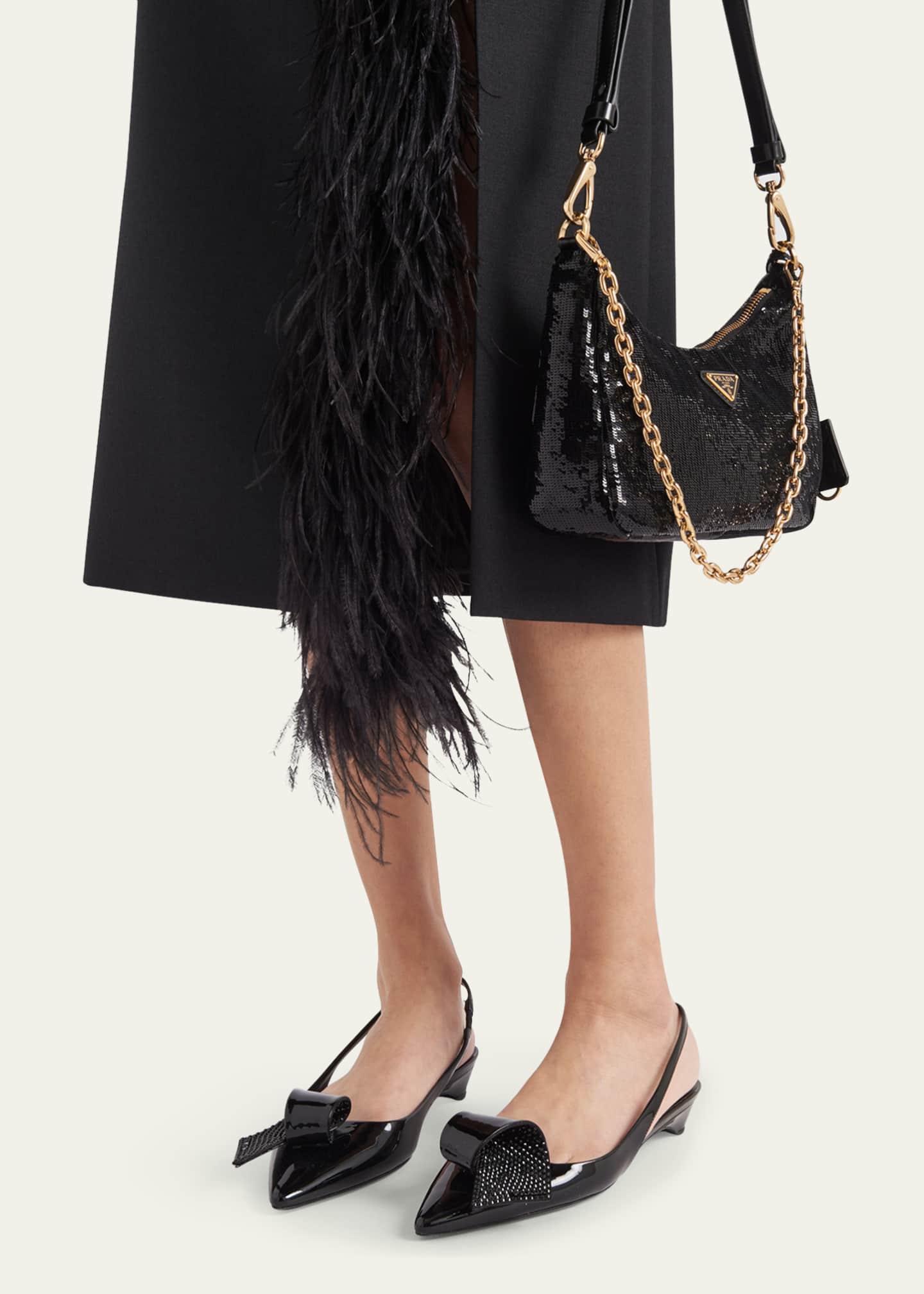 Prada feather mules hotsell