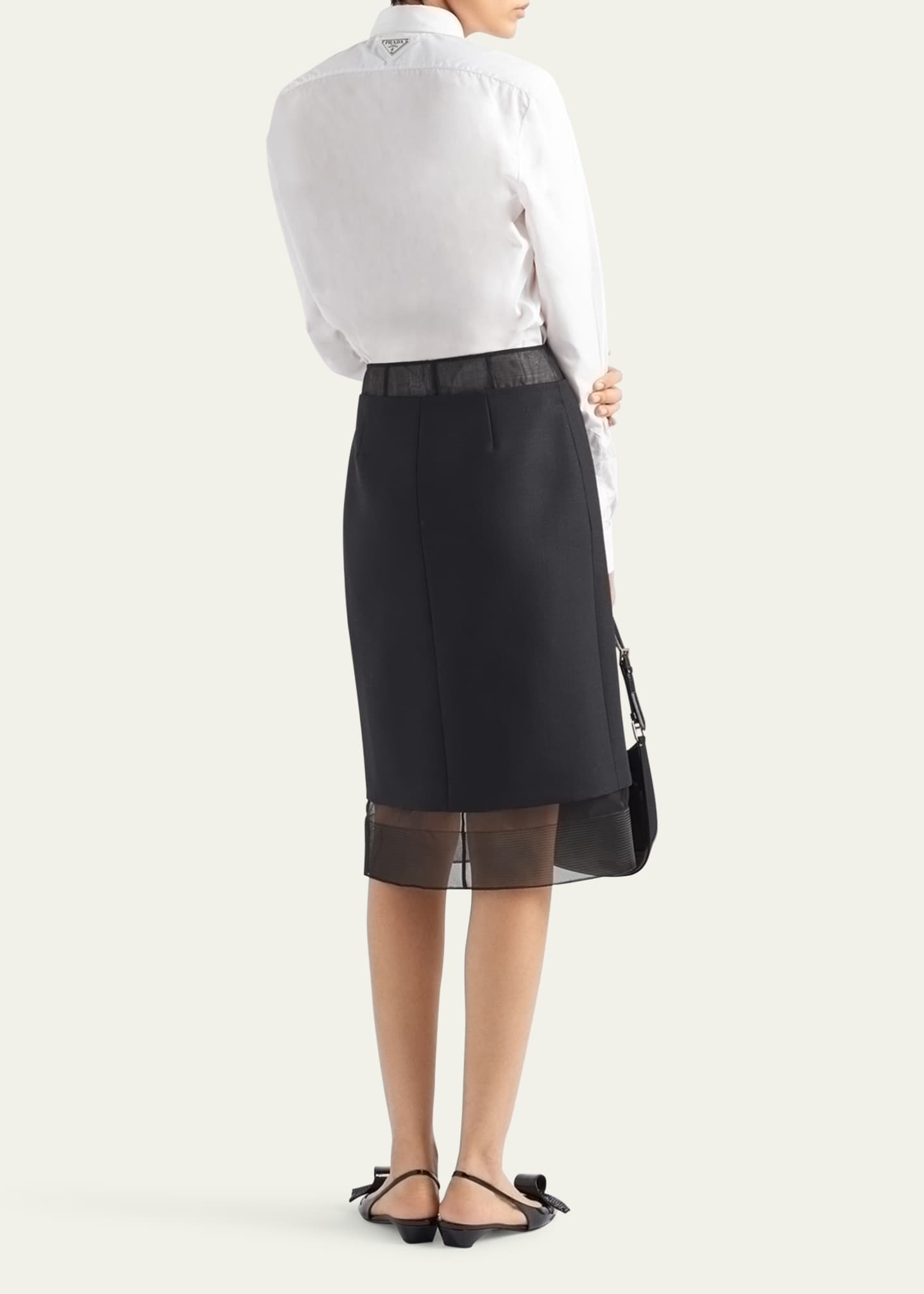 Prada Wool Pencil Midi Skirt with Crinoline Image 3 of 4