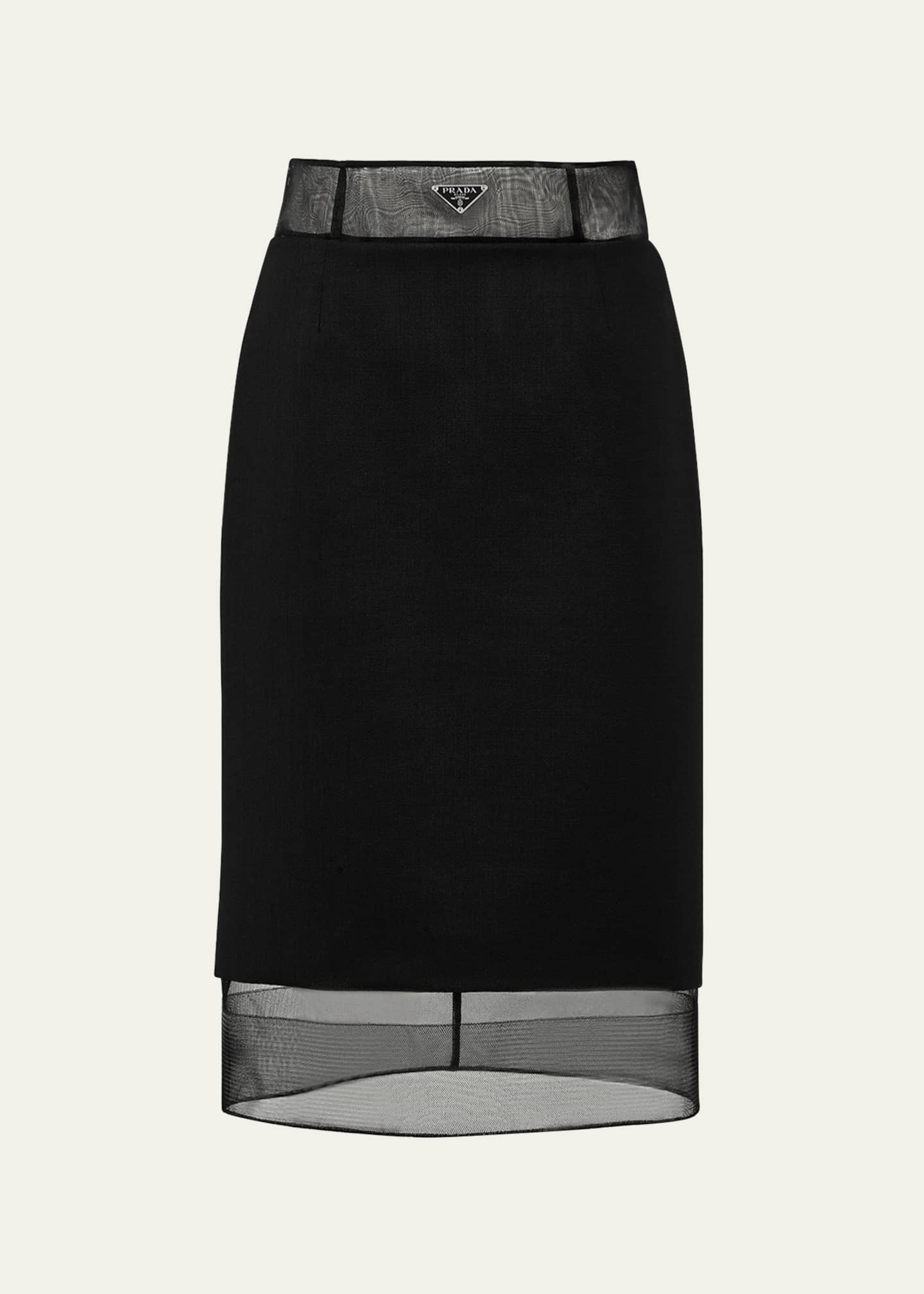 Prada Wool Pencil Midi Skirt with Crinoline Image 1 of 4
