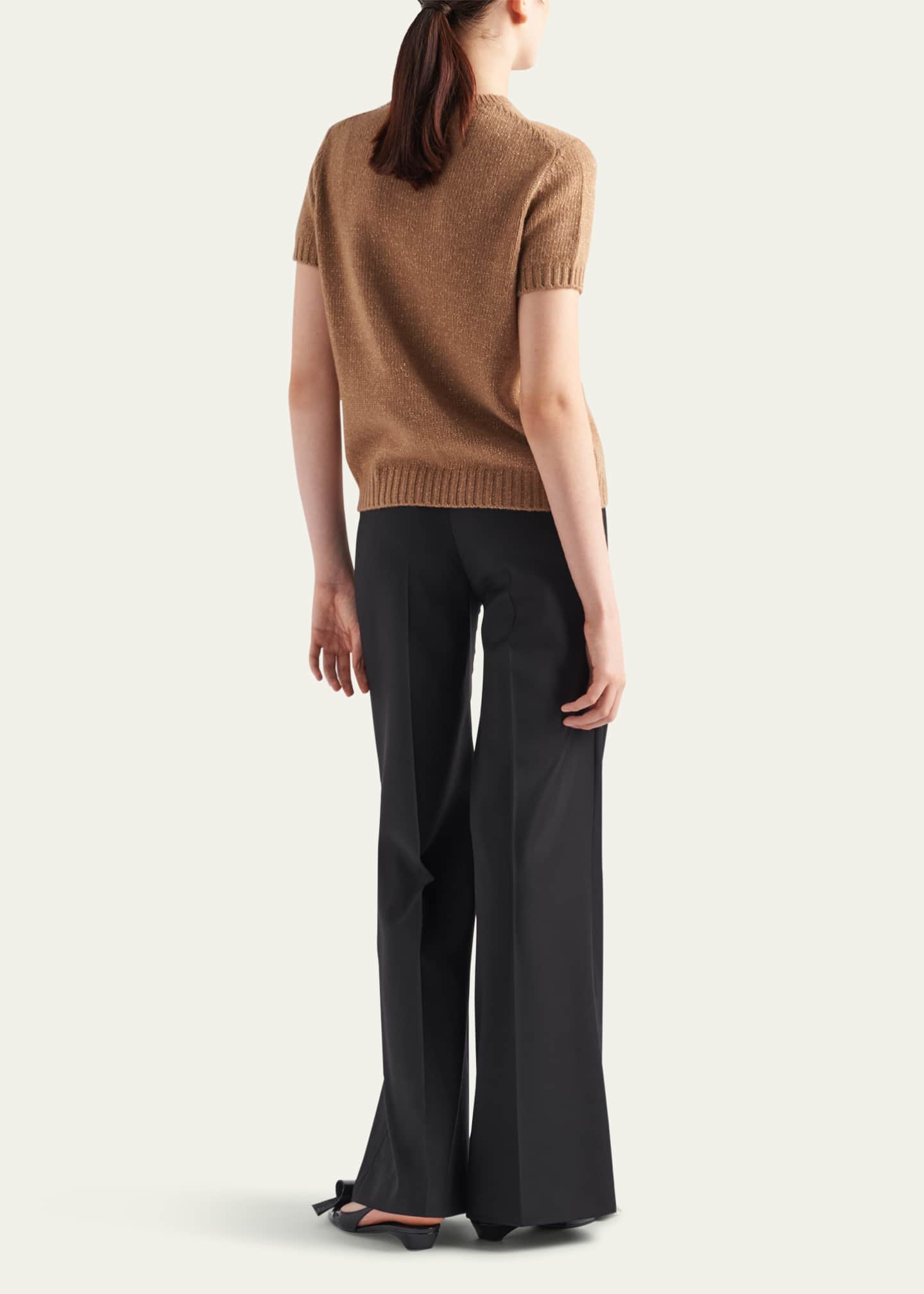 Prada Metallic Logo Intarsia Boxy Wool Cashmere Sweater Image 3 of 4