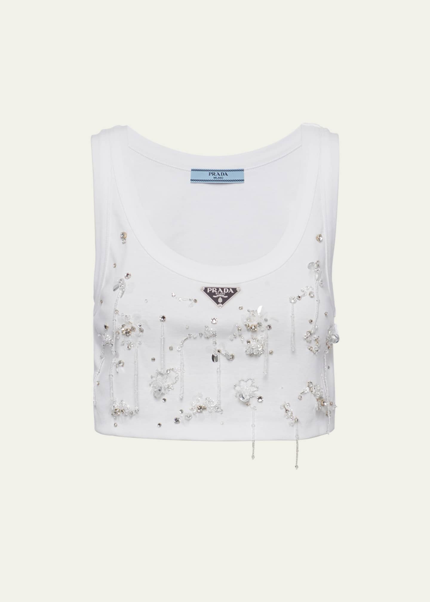 Prada Sleeveless Cropped Top in White