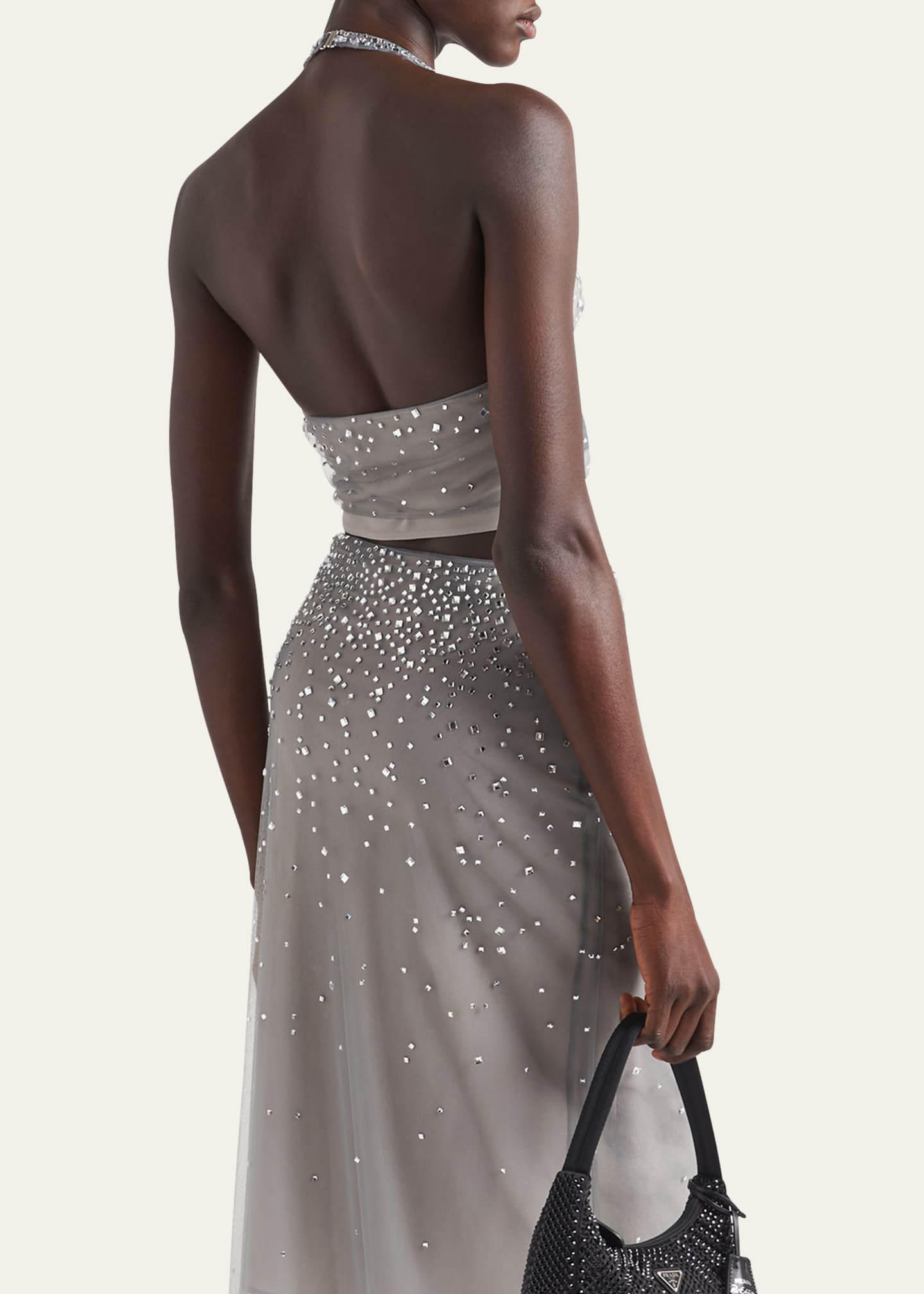 Prada Crystal-Studded Tulle Halter Top Image 3 of 4