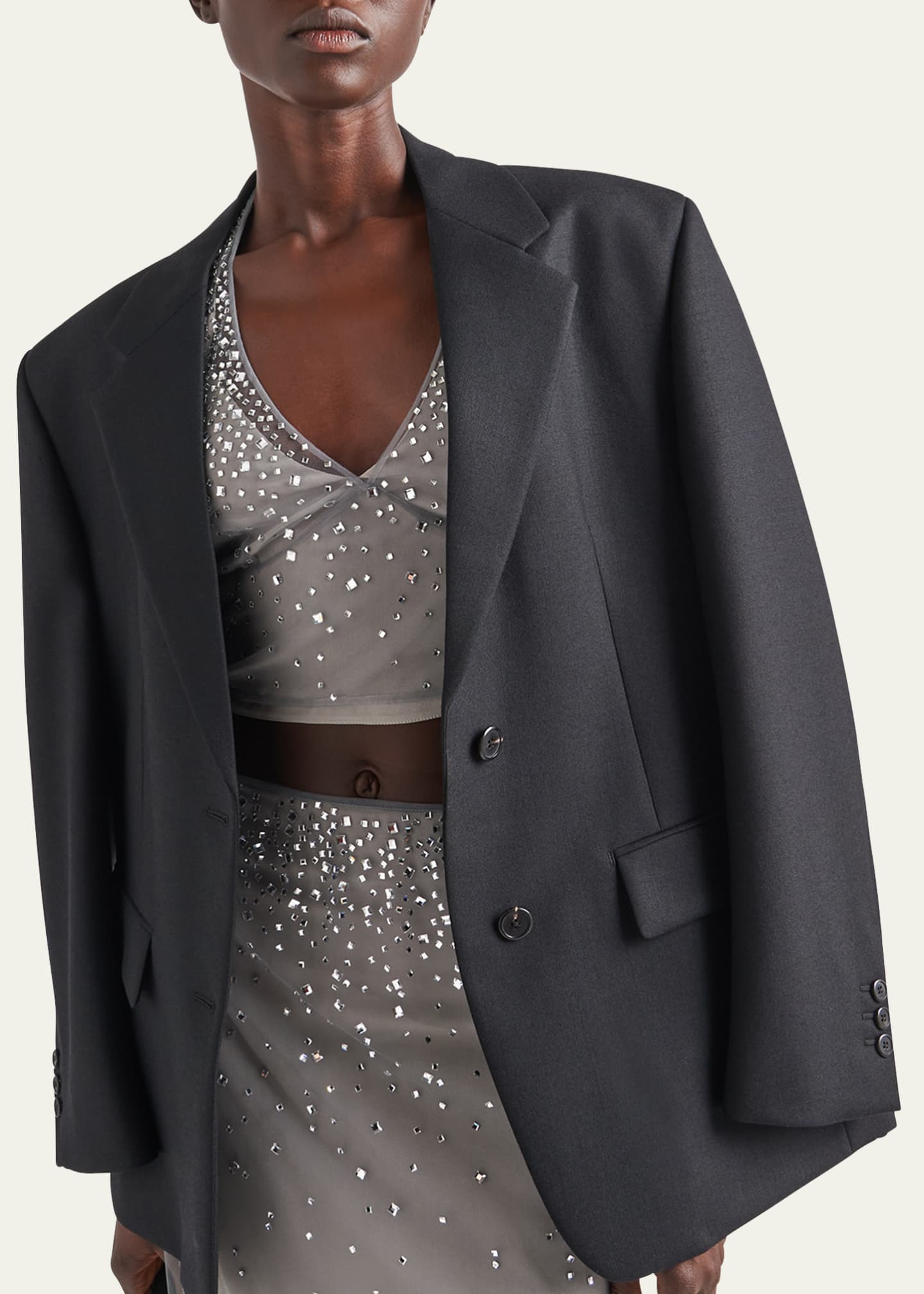 Prada Crystal-Studded Tulle Halter Top Image 4 of 4