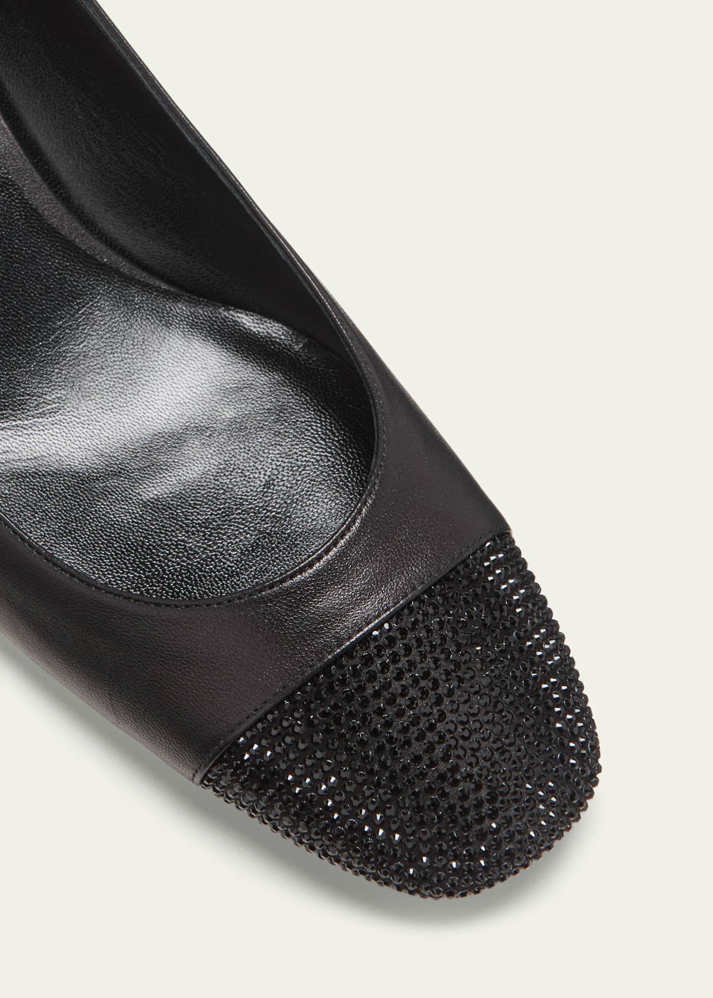 Rene Caovilla Embellished Leather Block-Heel Pumps Image 5 of 5