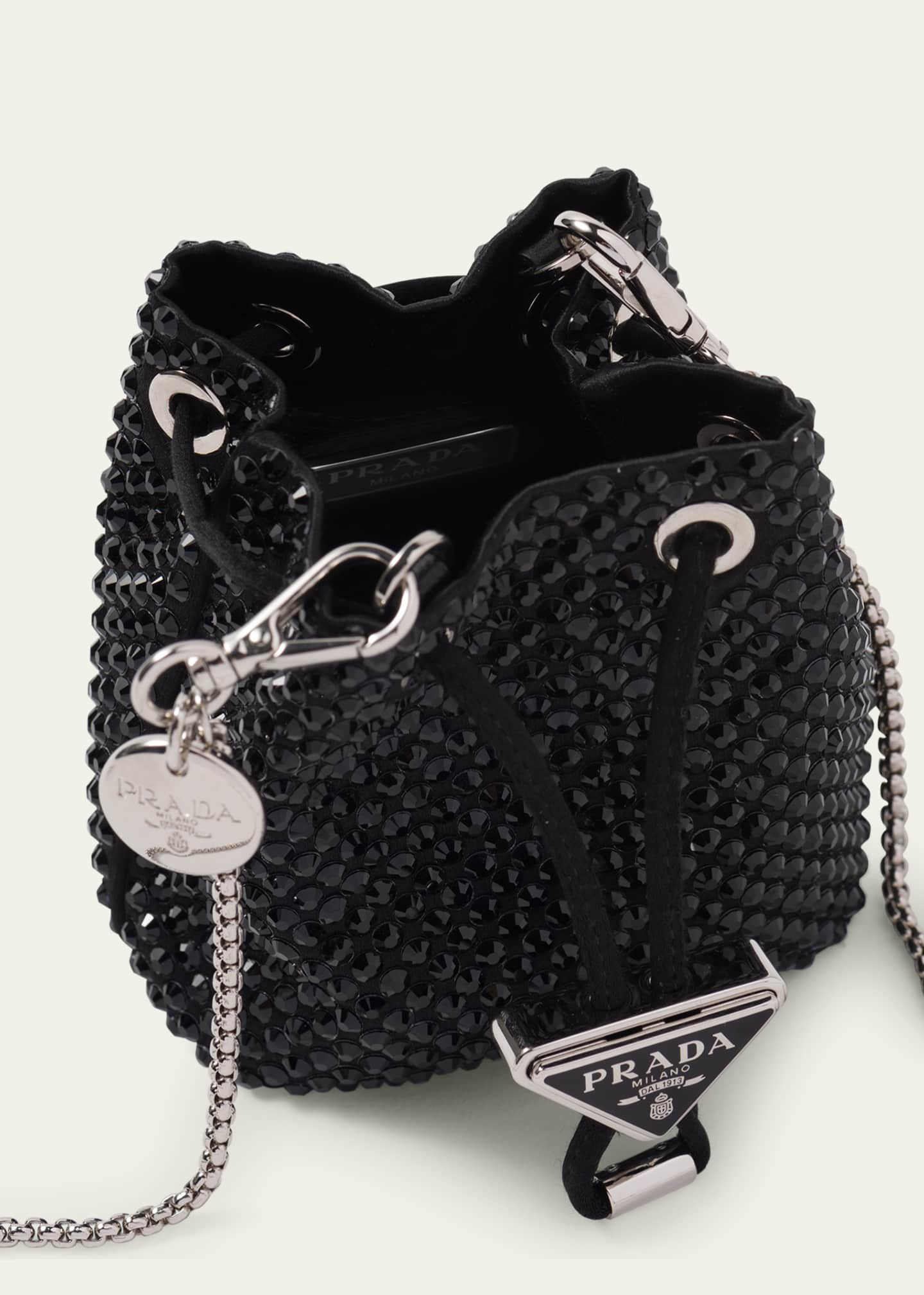 Prada Mini Drawstring Crystal Bucket Bag Image 3 of 3