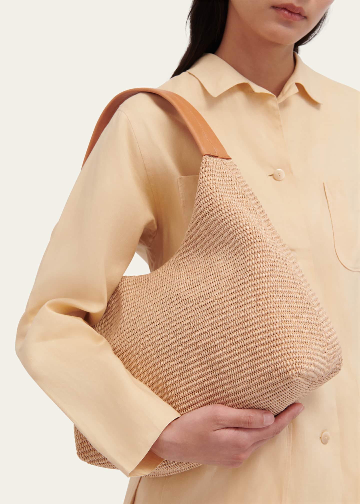 Mansur Gavriel Candy Zip Raffia Shoulder Bag Image 2 of 5