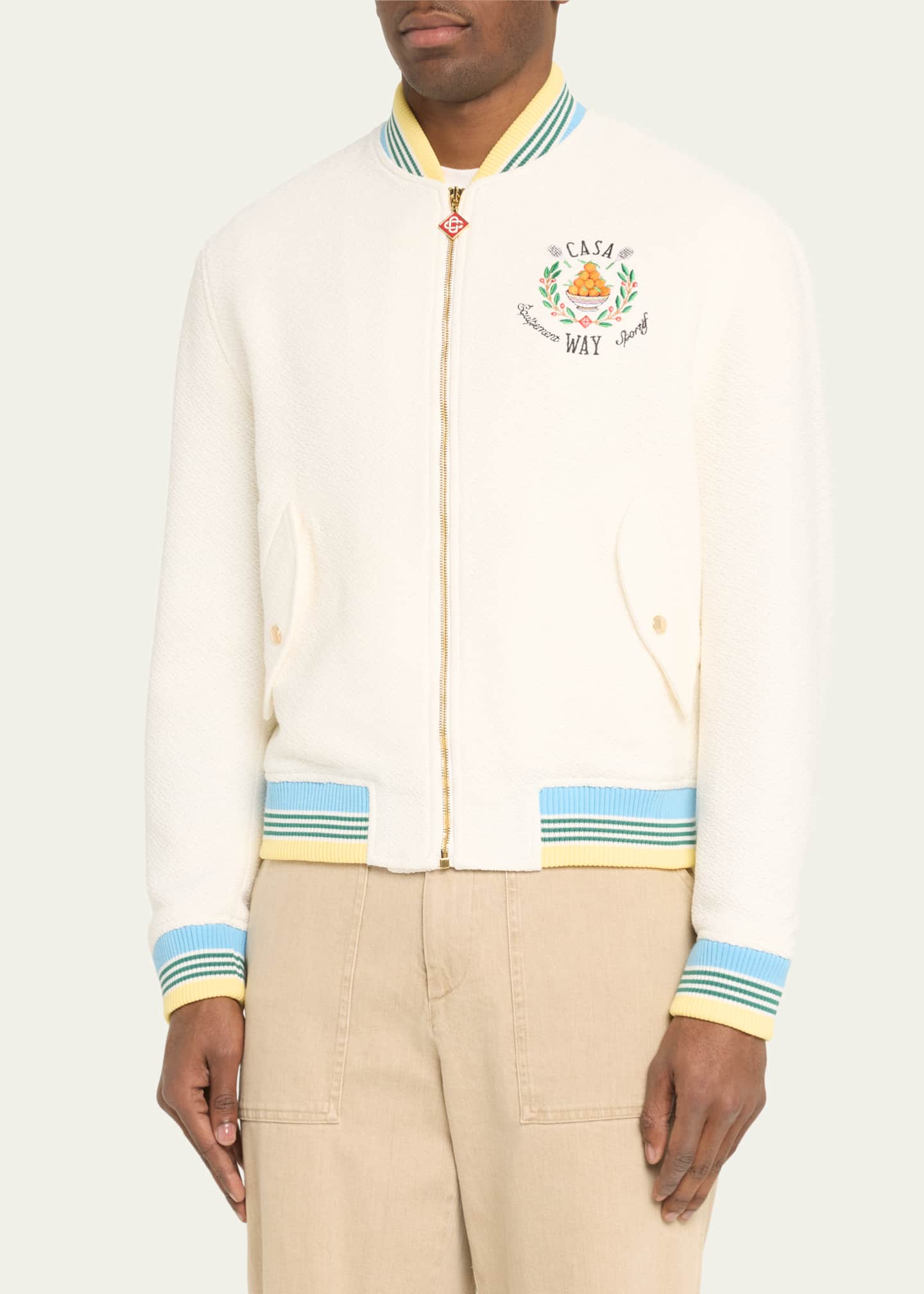 CASABLANCA Men's Textured Icon Bomber Jacket Bergdorf Goodman