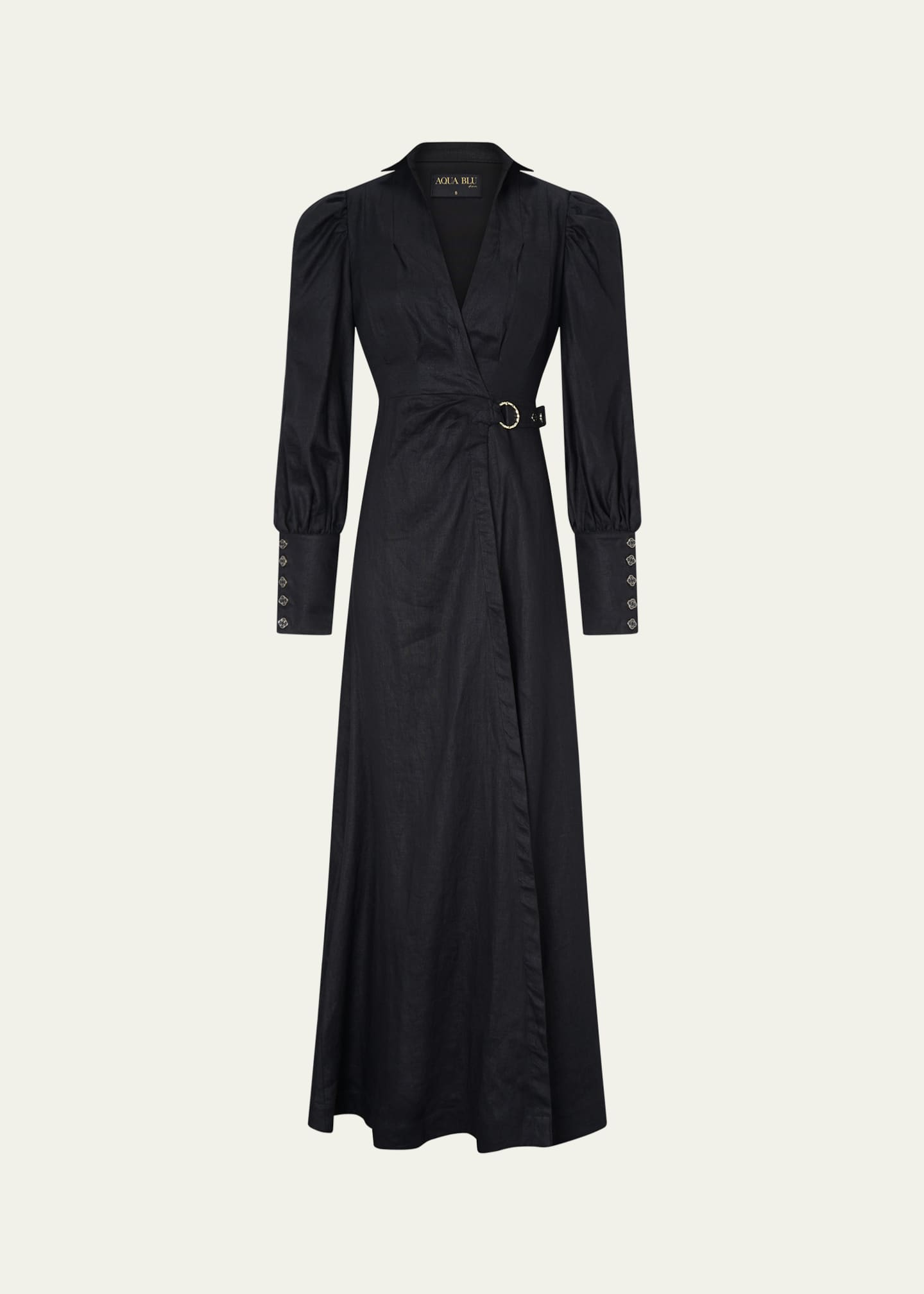Aqua Blu Australia Celine French Linen Wrap Maxi Dress Image 1 of 4