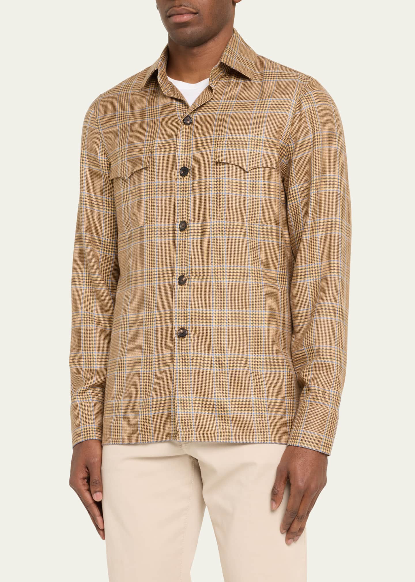 Cesare Attolini Men's Houndstooth Check Overshirt Image 4 of 5