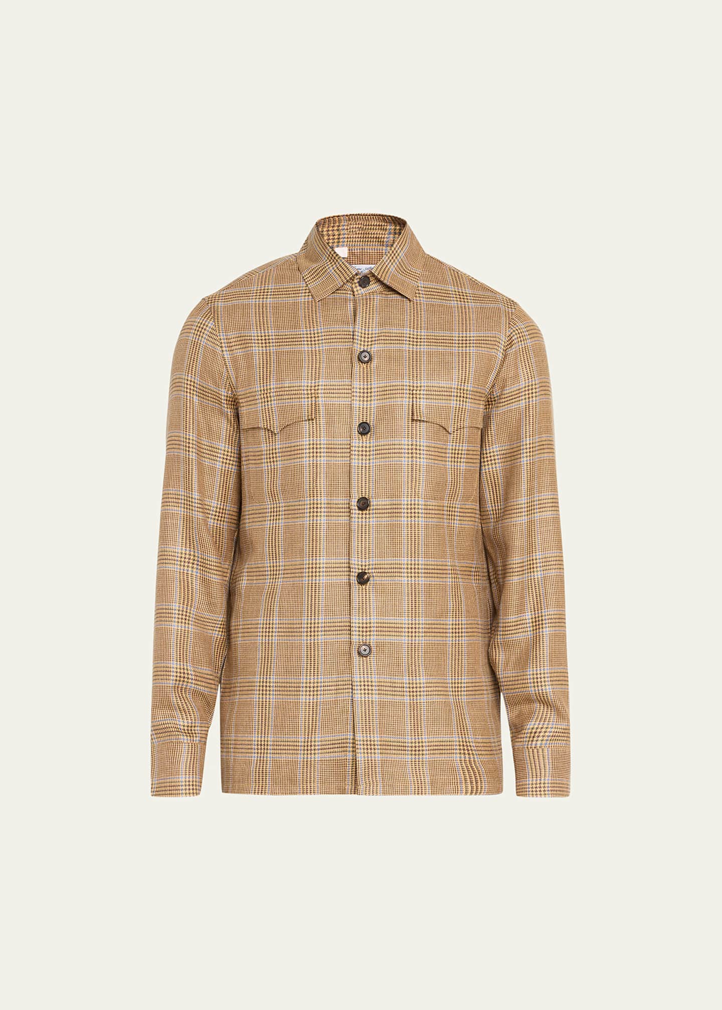 Cesare Attolini Men's Houndstooth Check Overshirt Image 1 of 5