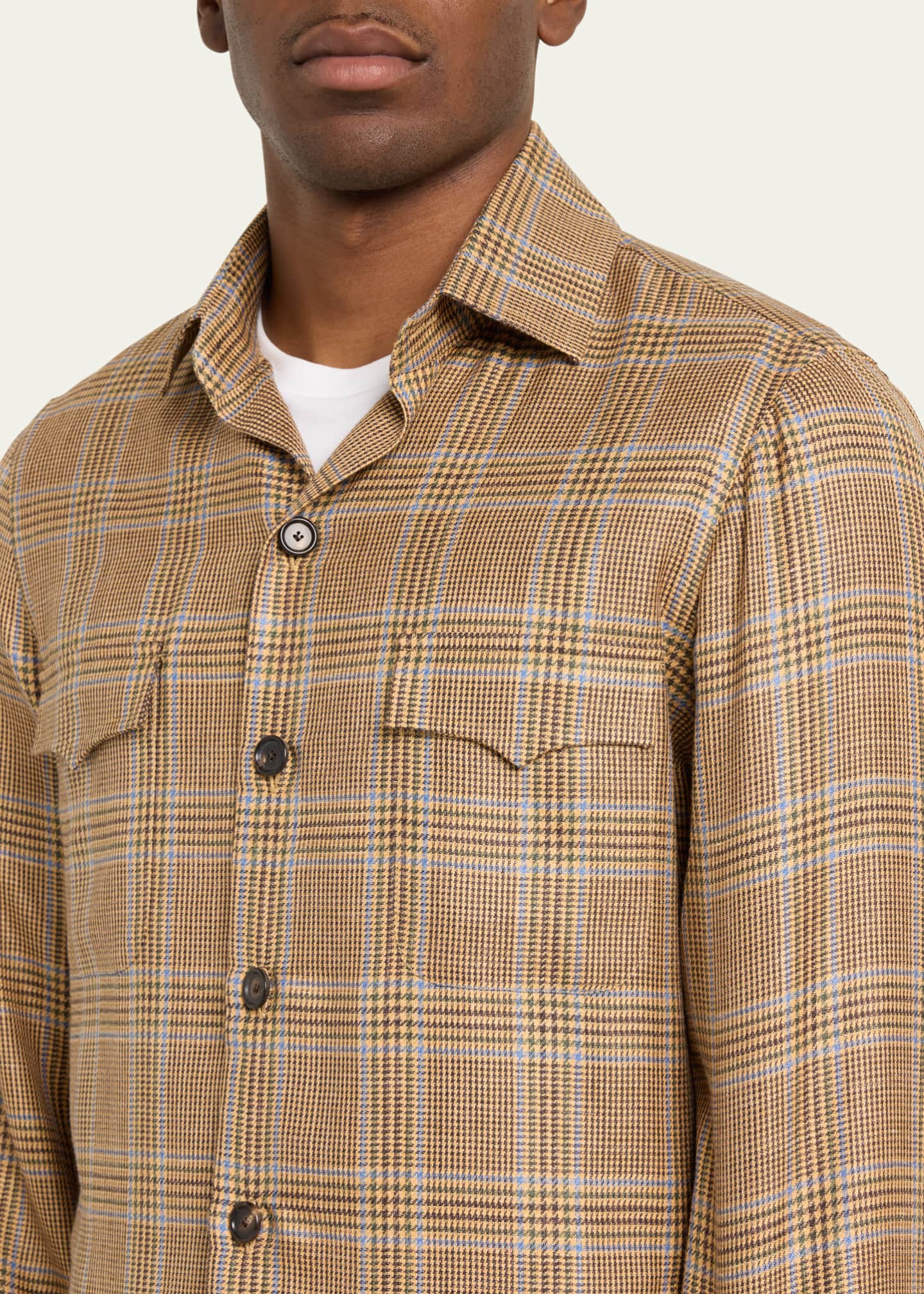 Cesare Attolini Men's Houndstooth Check Overshirt Image 5 of 5