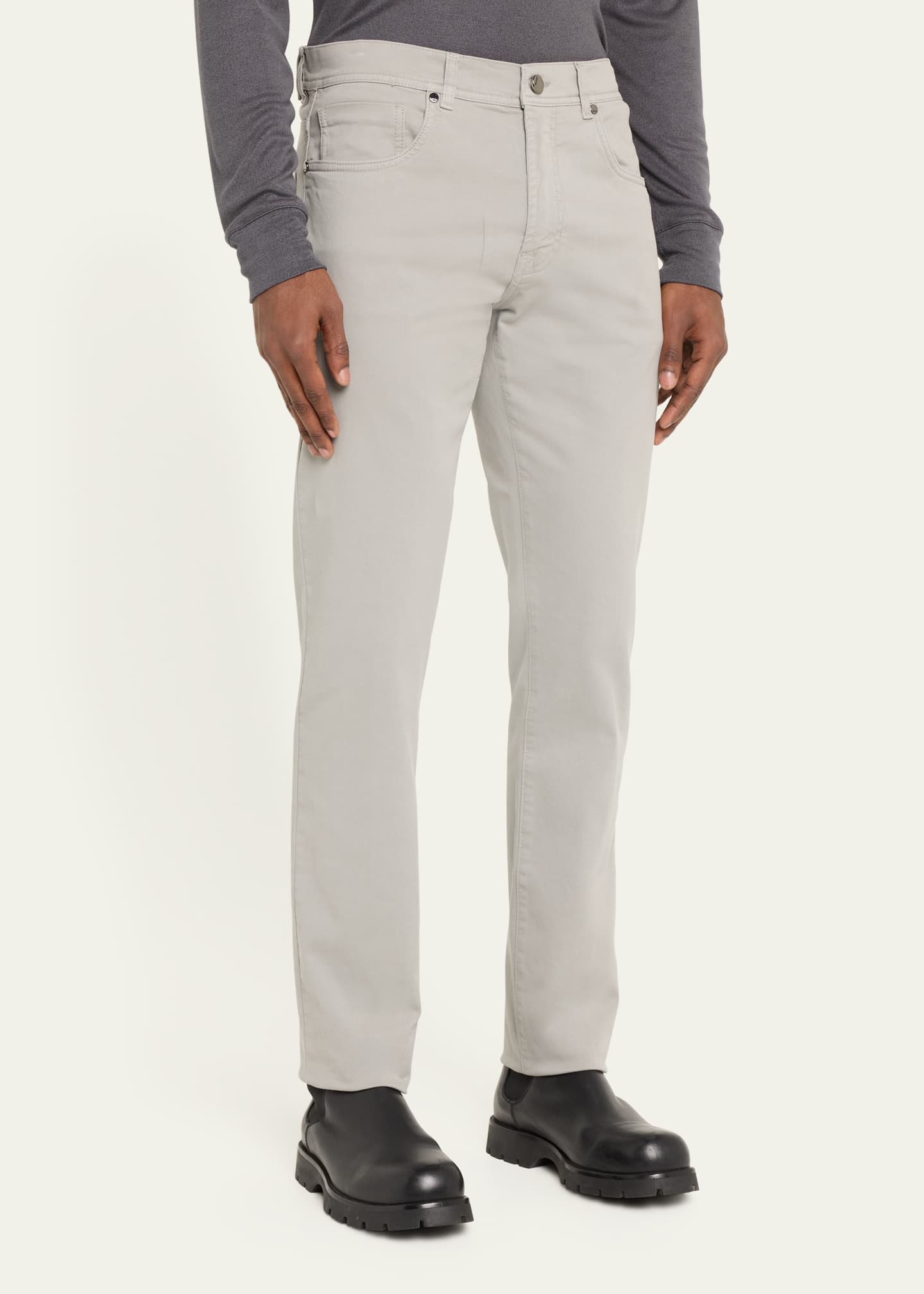 Cesare Attolini Men's Cotton-Stretch Slim 5-Pocket Pants Image 4 of 5