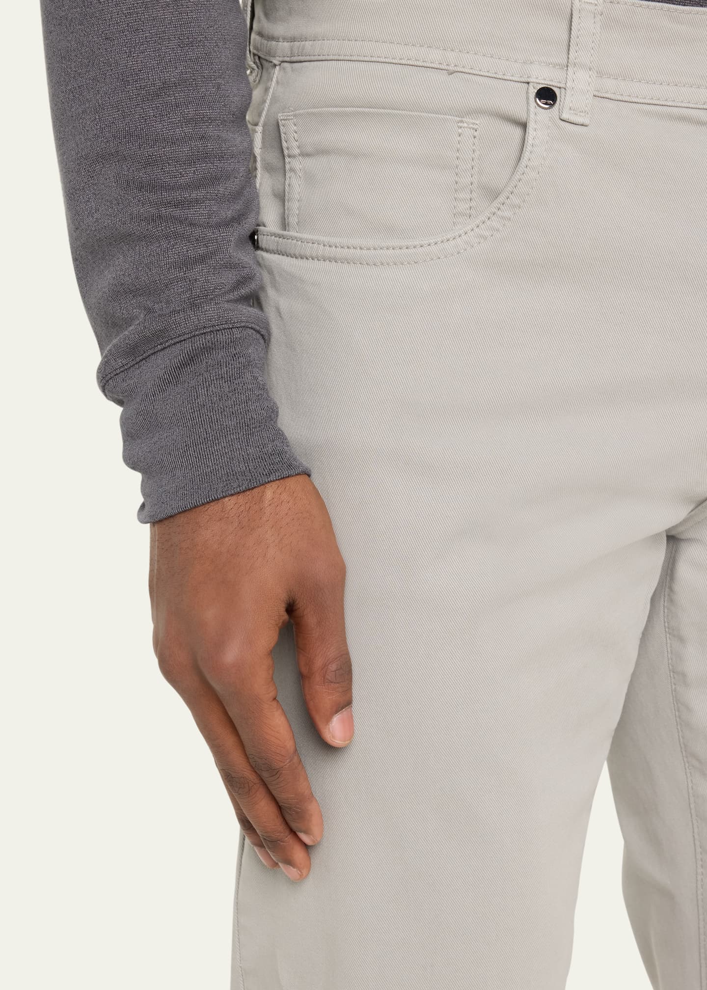 Cesare Attolini Men's Cotton-Stretch Slim 5-Pocket Pants Image 5 of 5