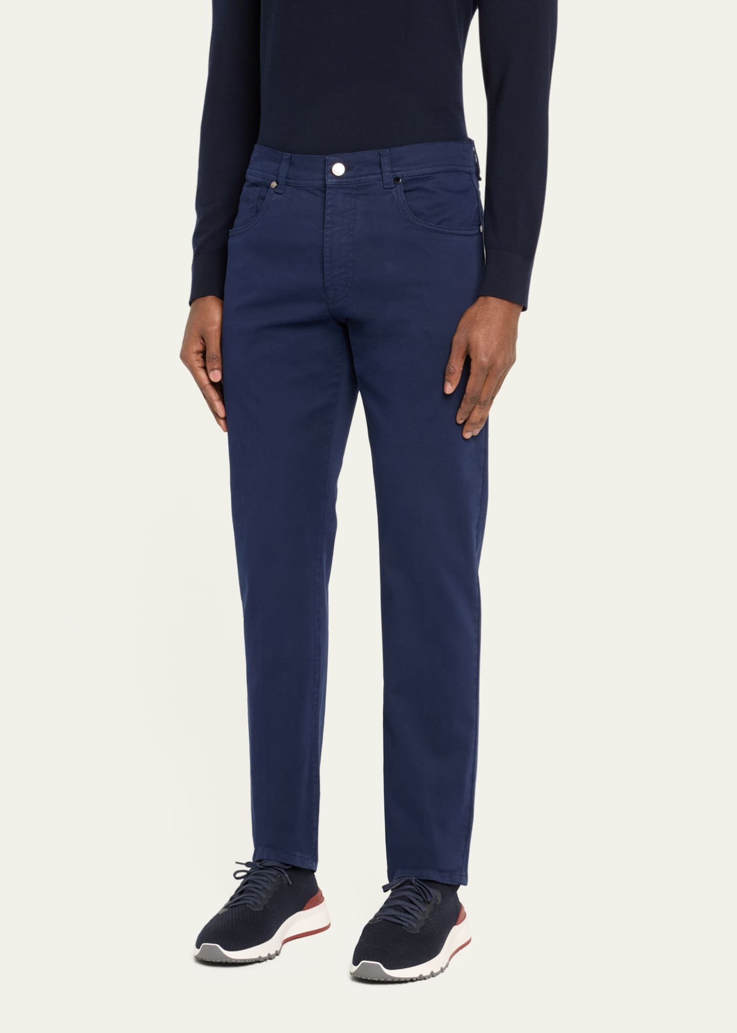 Cesare Attolini Men's Cotton-Stretch Slim 5-Pocket Pants Image 4 of 5