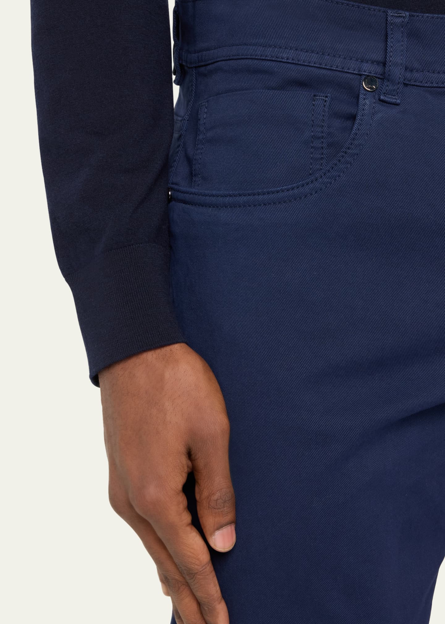 Cesare Attolini Men's Cotton-Stretch Slim 5-Pocket Pants Image 5 of 5