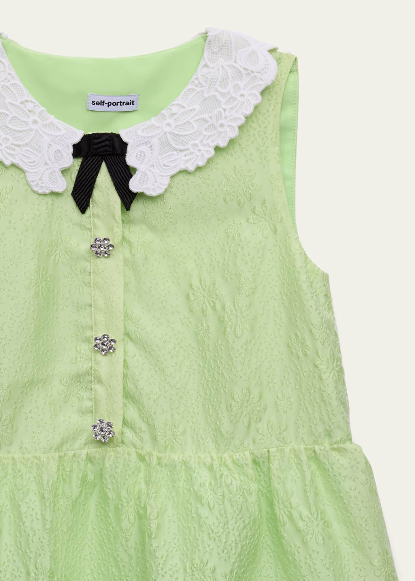 Self-Portrait Girl's Tiered Lace Collar Cotton Dress, Size 3T-12