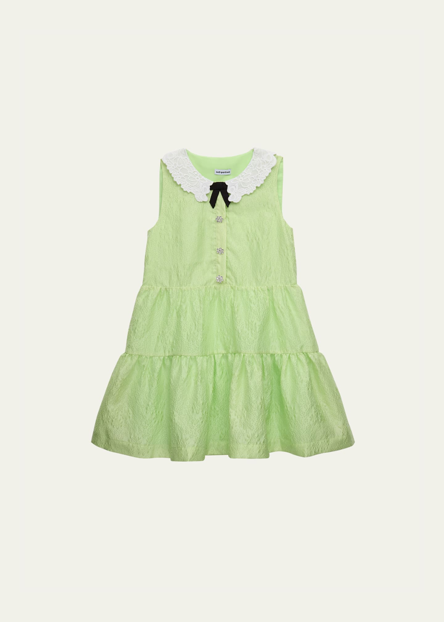 Self-Portrait Girl's Tiered Lace Collar Cotton Dress, Size 3T-12