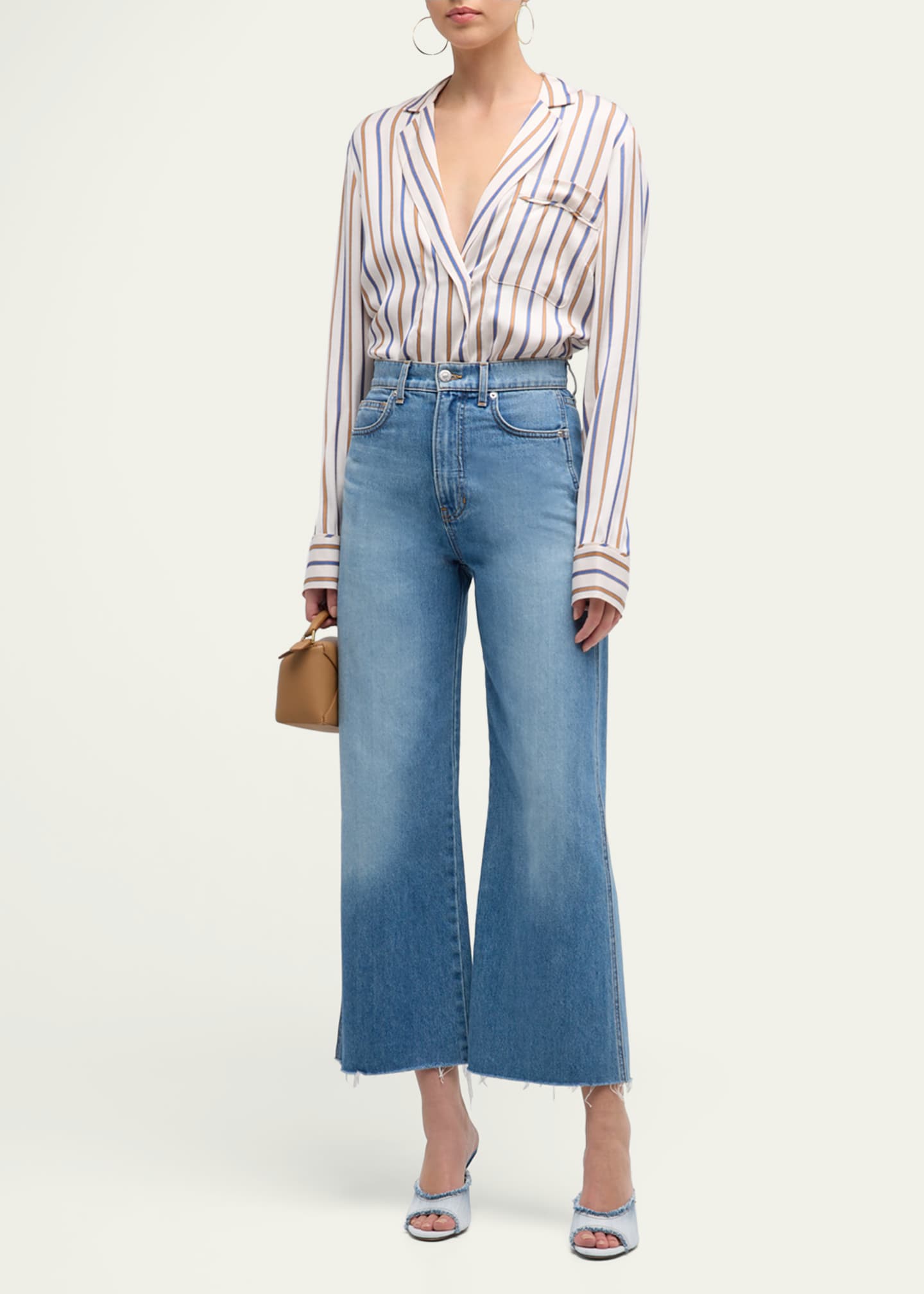 Veronica Beard Taylor Cropped High Rise Wide-Leg Jeans Image 2 of 5