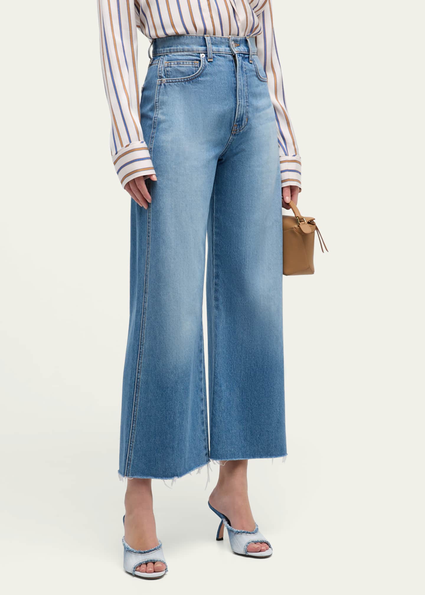 Veronica Beard Taylor Cropped High Rise Wide-Leg Jeans Image 4 of 5