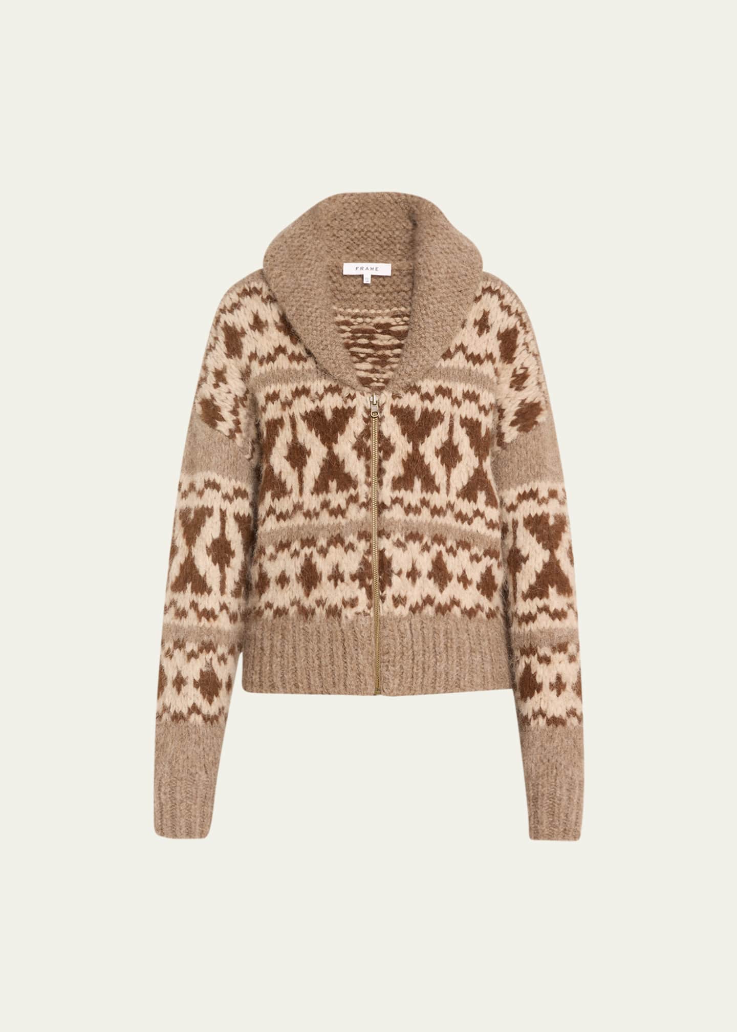 FRAME Fairisle Zip-Front Sweater - Bergdorf Goodman