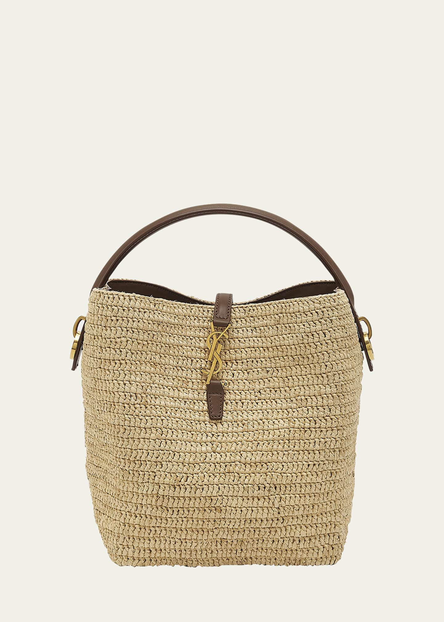 【関税&送料込】Saint Laurent Raffia Le 37 Bucket Bag Saint Laurent Le 37 YSL Bucket Bag in Raffia and Leather