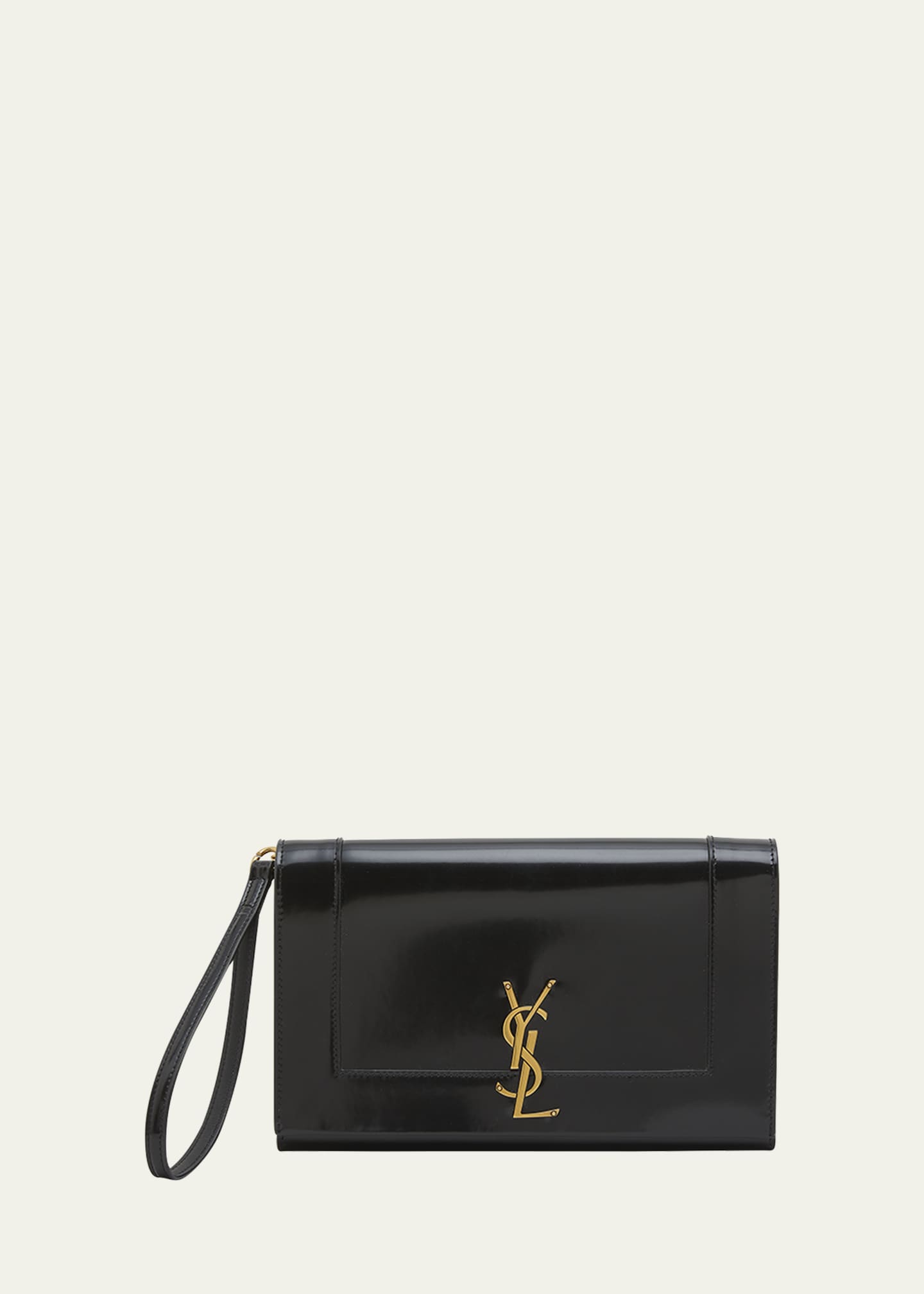 Saint Laurent Cassandra YSL Flap Leather Wristlet Image 1 of 5