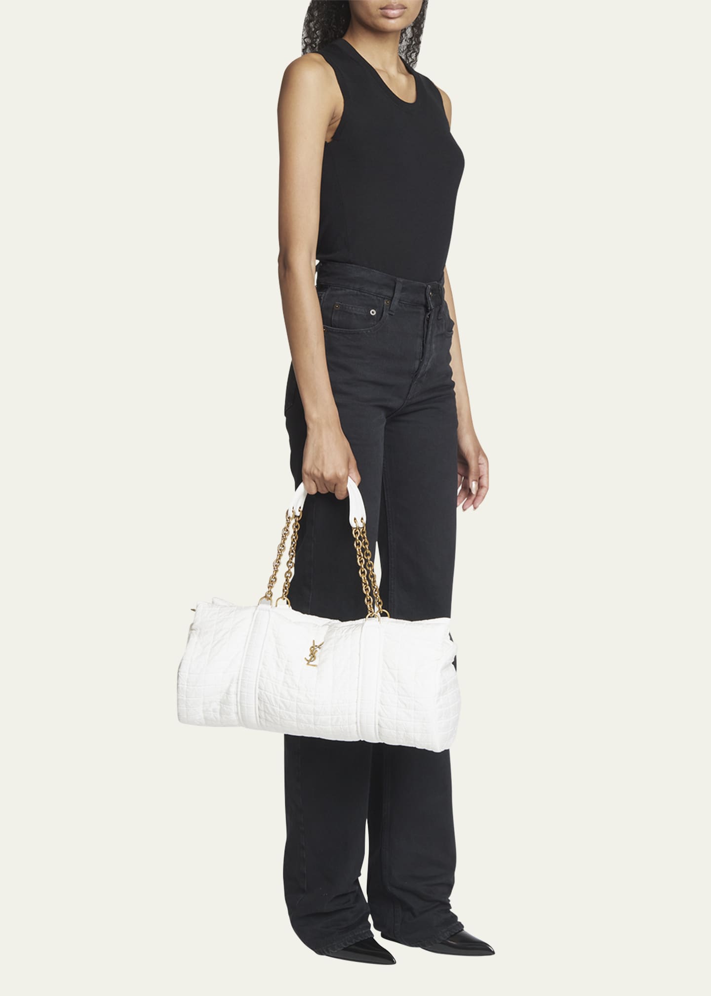 Saint Laurent Gloria YSL Quilted Wool Duffel Bag Image 2 of 5