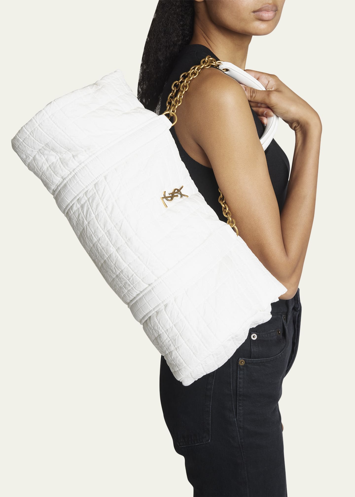 Saint Laurent Gloria YSL Quilted Wool Duffel Bag Image 3 of 5