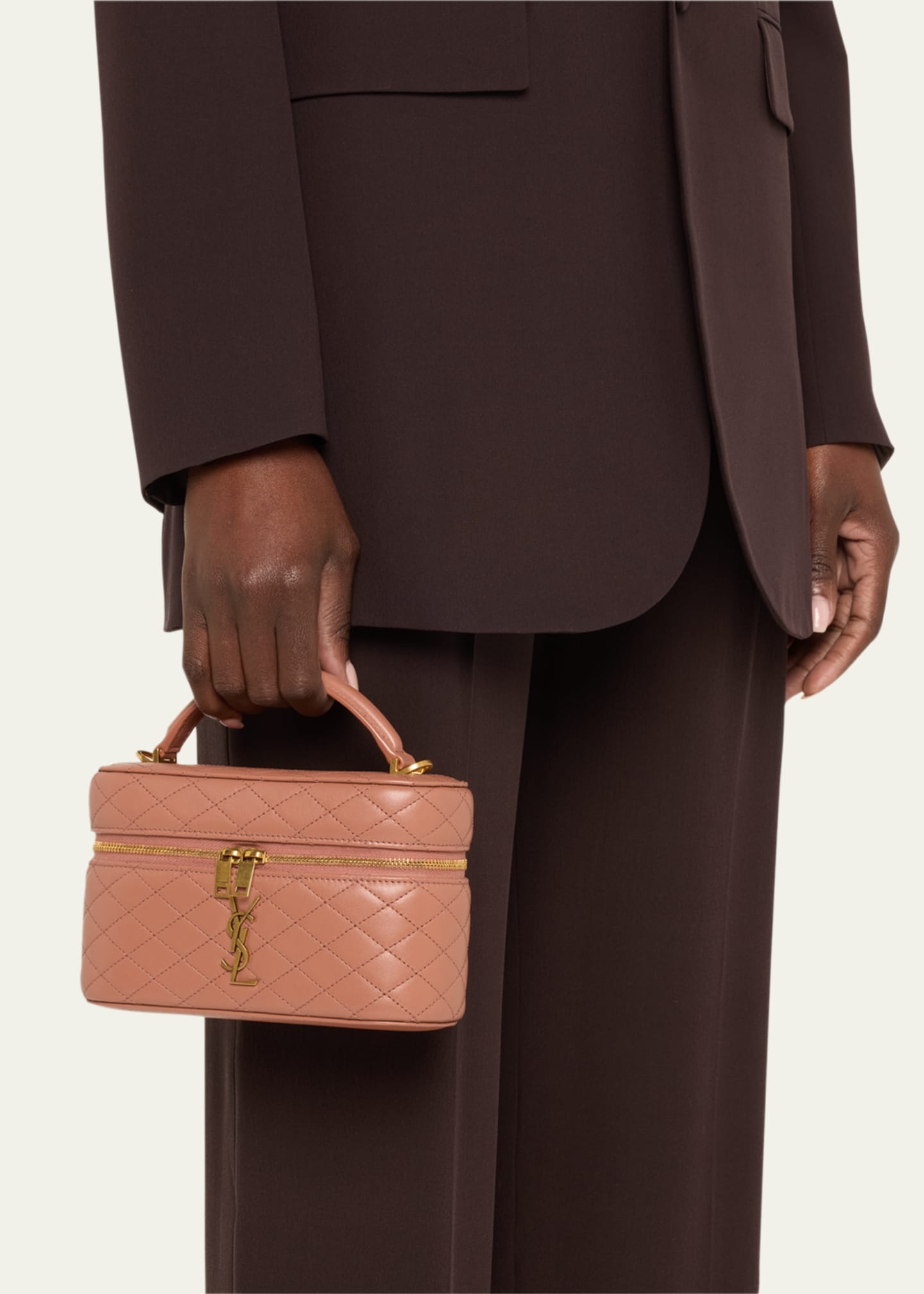 Saint Laurent Gabby Mini Vanity Case in Quilted Leather with Gold Hardware Image 2 of 6