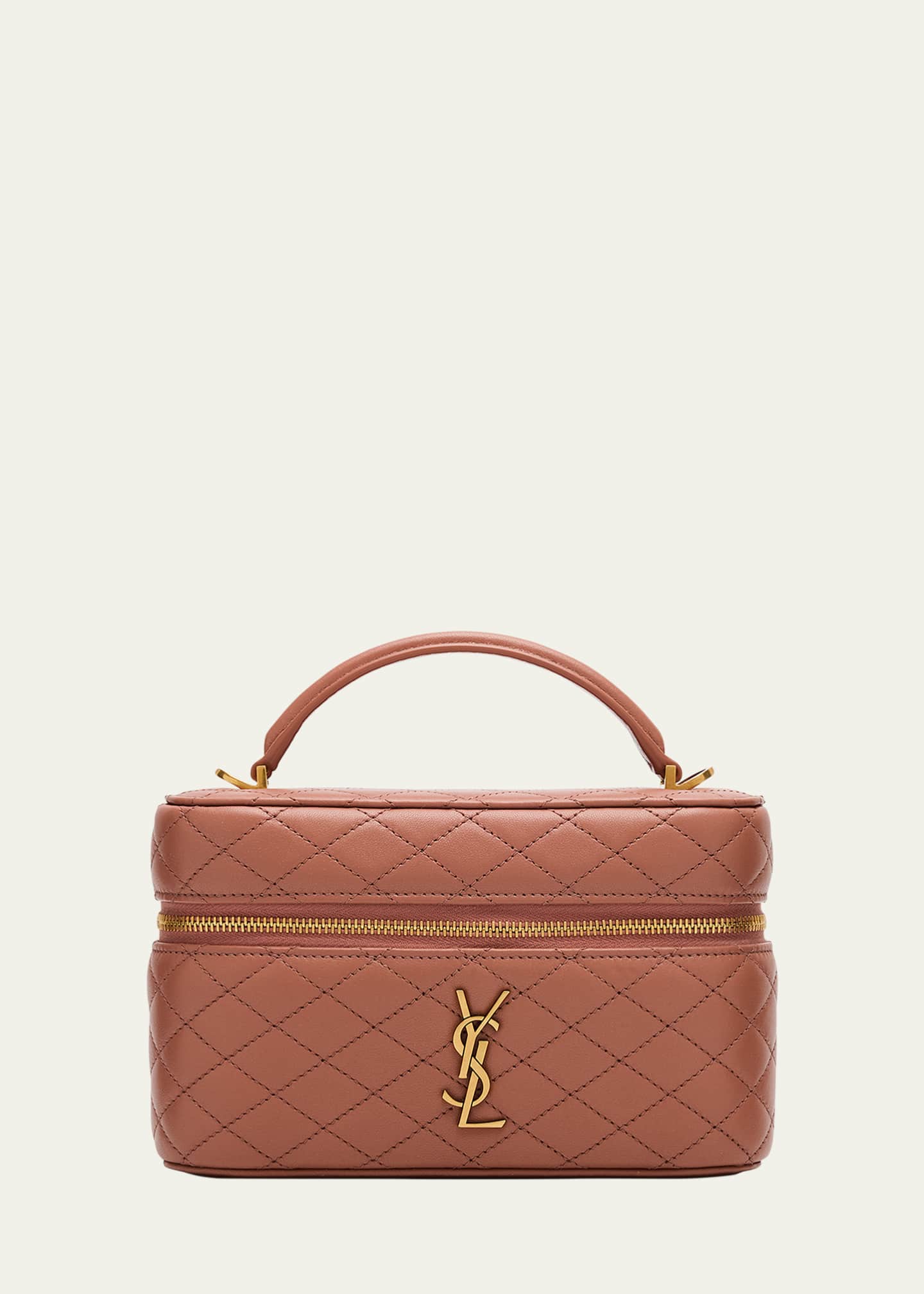 Saint Laurent Gabby Mini Vanity Case in Quilted Leather with Gold Hardware Image 1 of 6