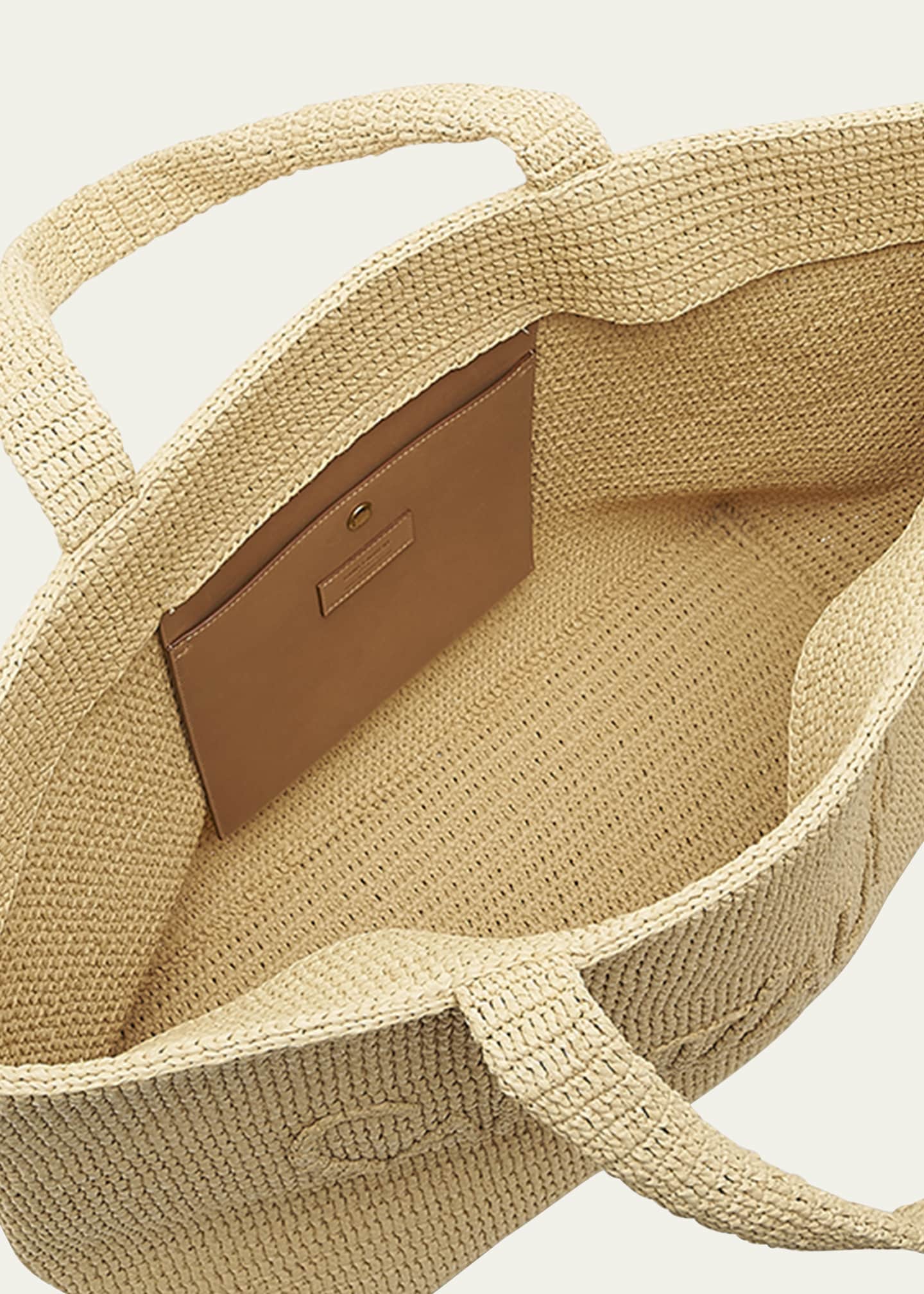 Saint Laurent East-West Logo Raffia Tote Bag Image 4 of 5