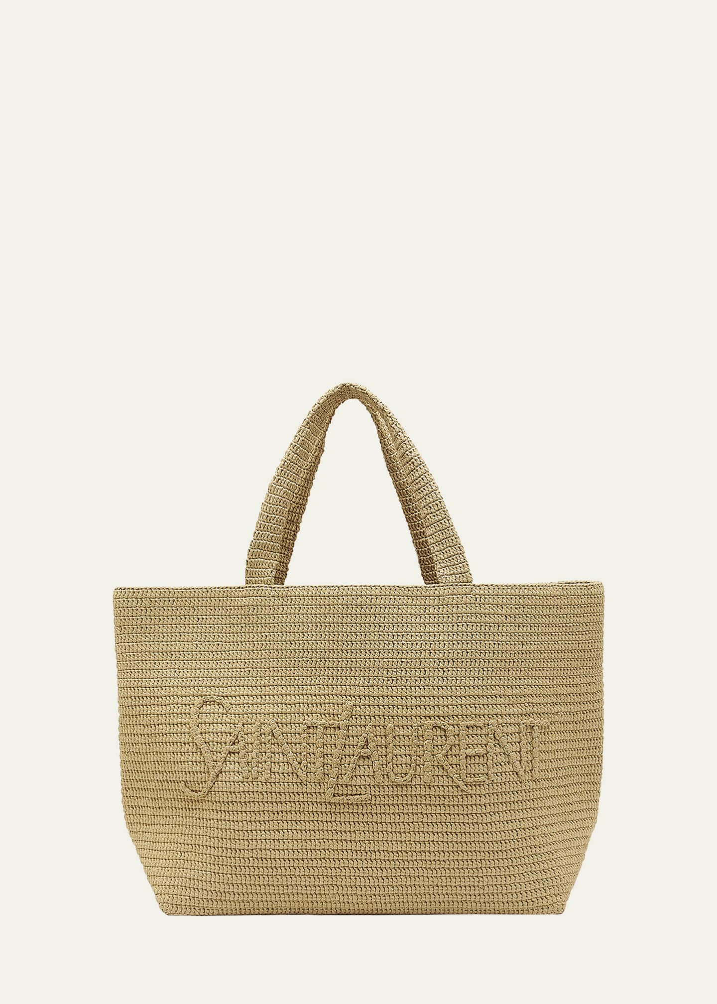Saint Laurent East-West Logo Raffia Tote Bag Image 1 of 5