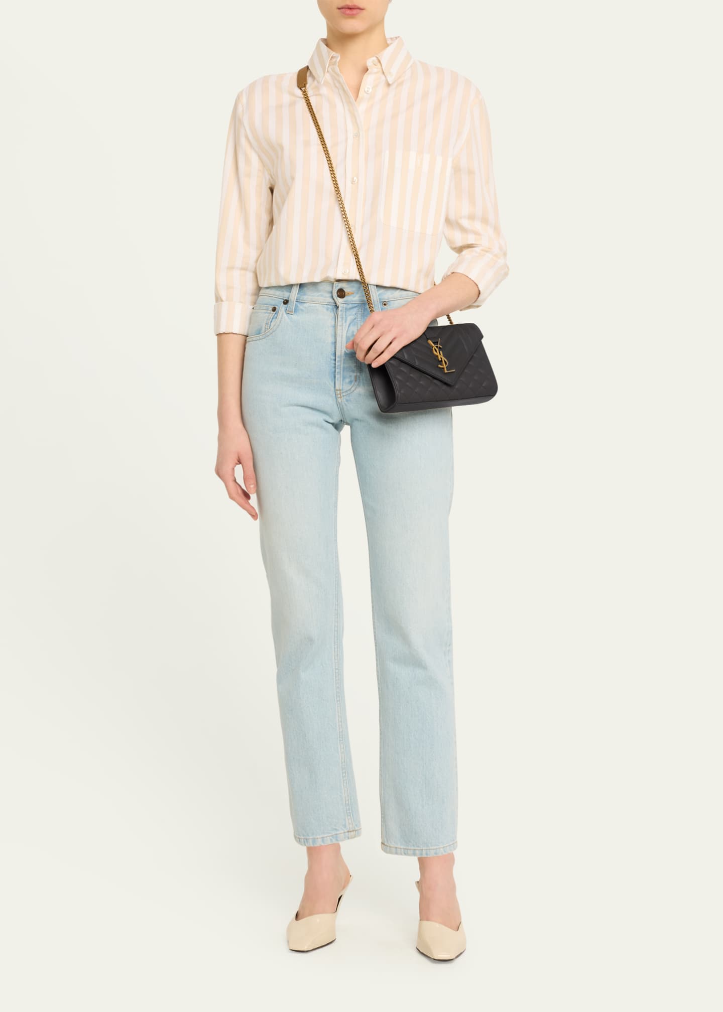 Envelope Triquilt Small YSL Shoulder Bag in Smooth Leather
