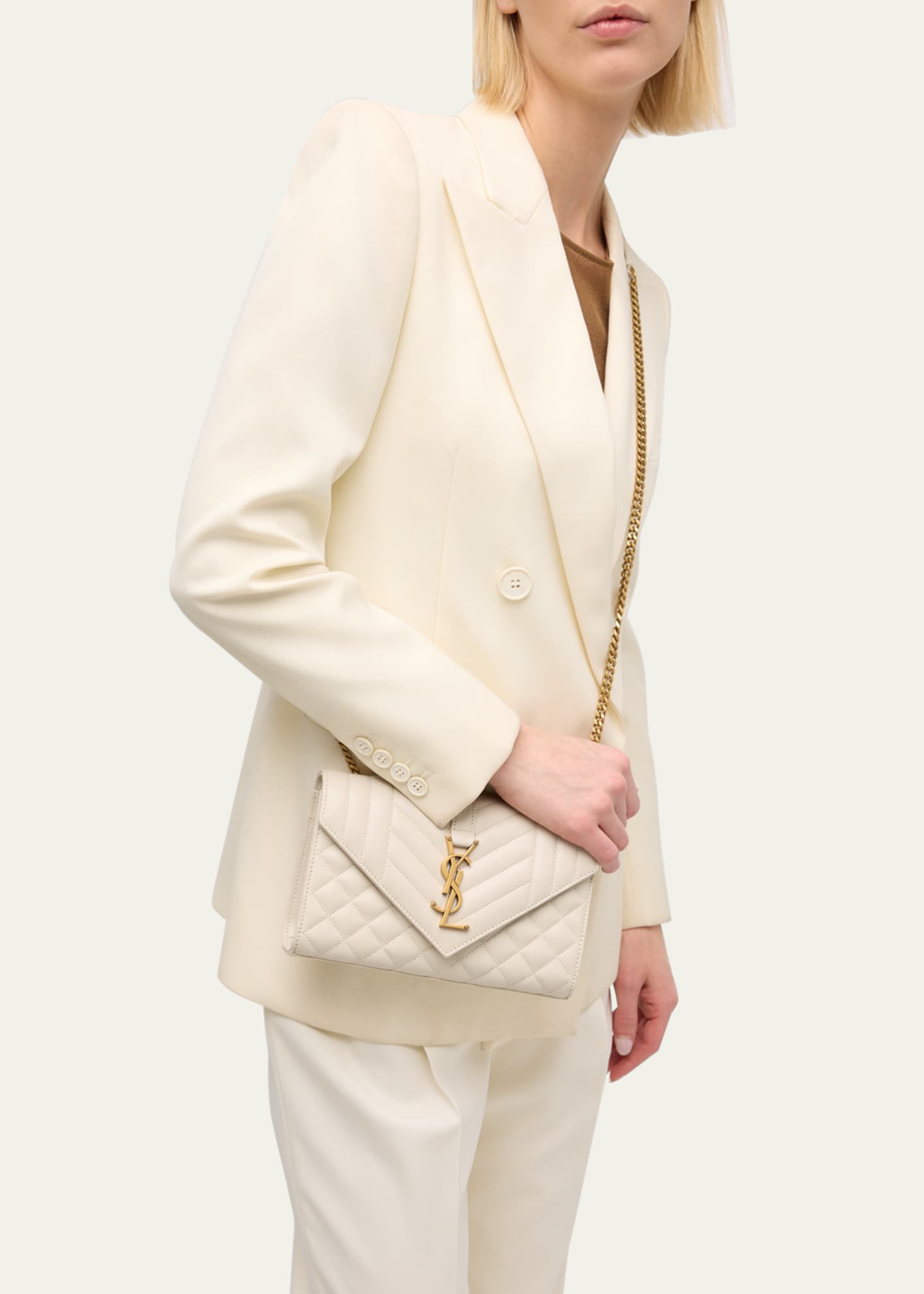Envelope Triquilt Small YSL Shoulder Bag in Smooth Leather