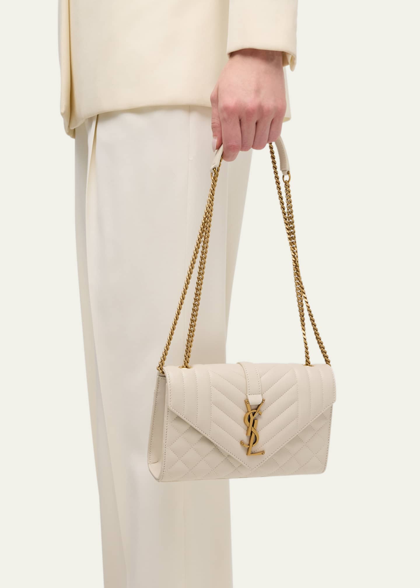 Envelope Triquilt Small YSL Shoulder Bag in Smooth Leather