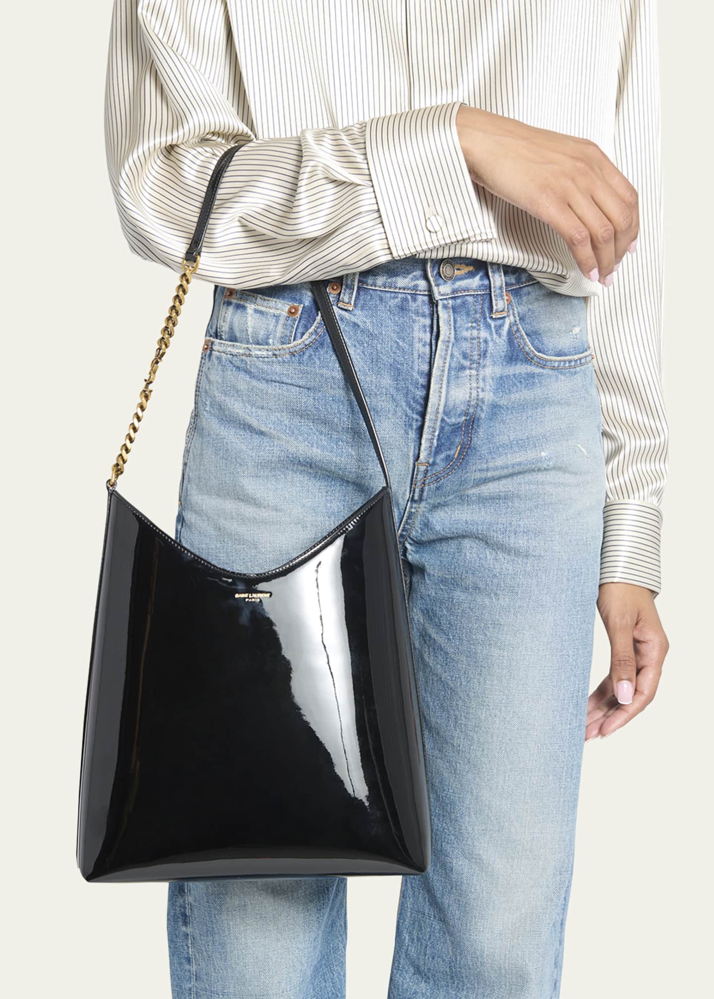 Saint Laurent Sac Patent Leather Hobo Bag Image 5 of 5