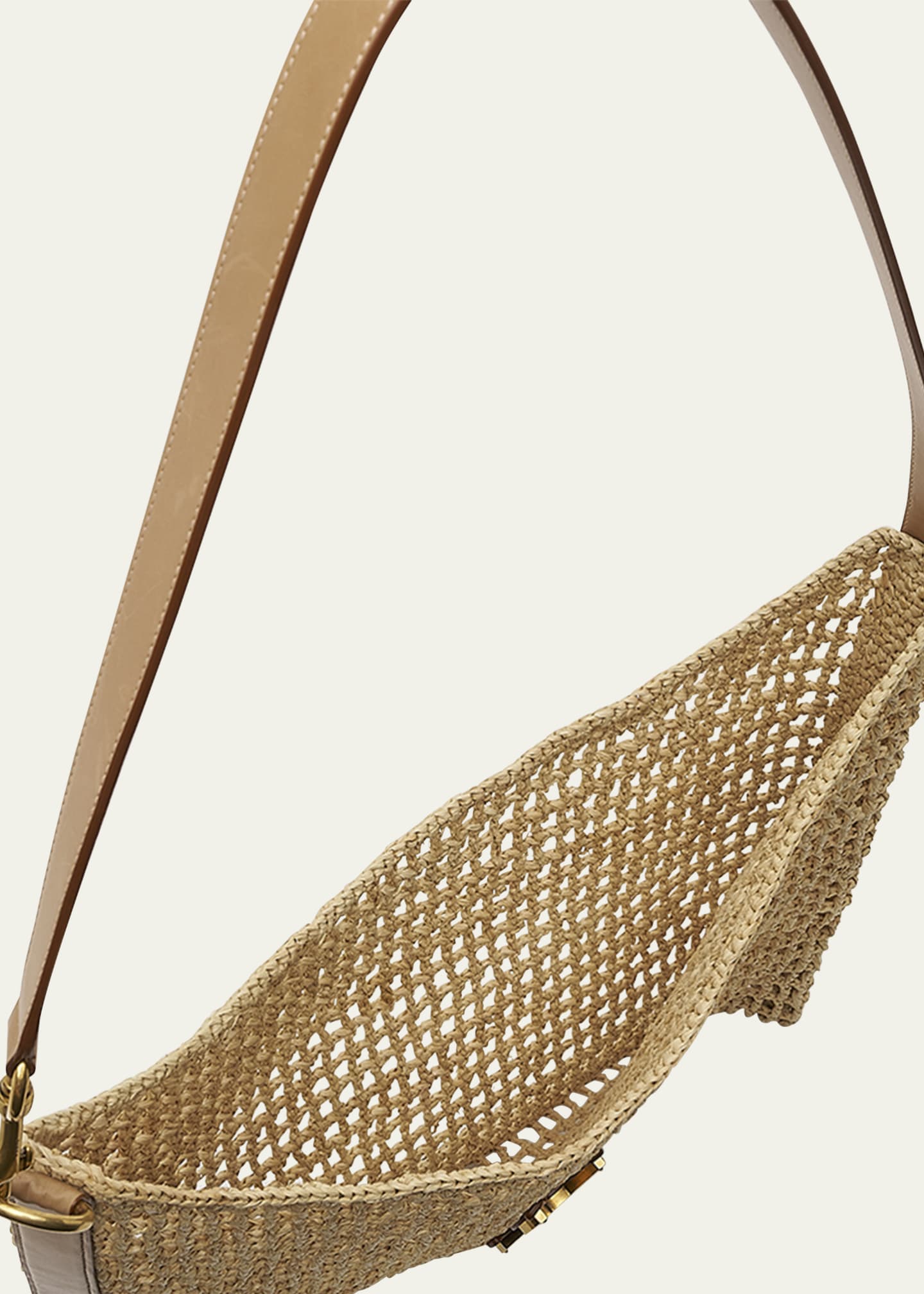 Saint Laurent Oxalis YSL Monogram Shoulder Bag in Raffia with Bronze Hardware Image 4 of 5