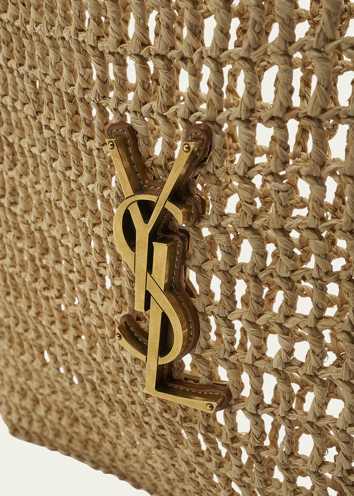 Saint Laurent Oxalis YSL Monogram Shoulder Bag in Raffia with Bronze Hardware Image 5 of 5